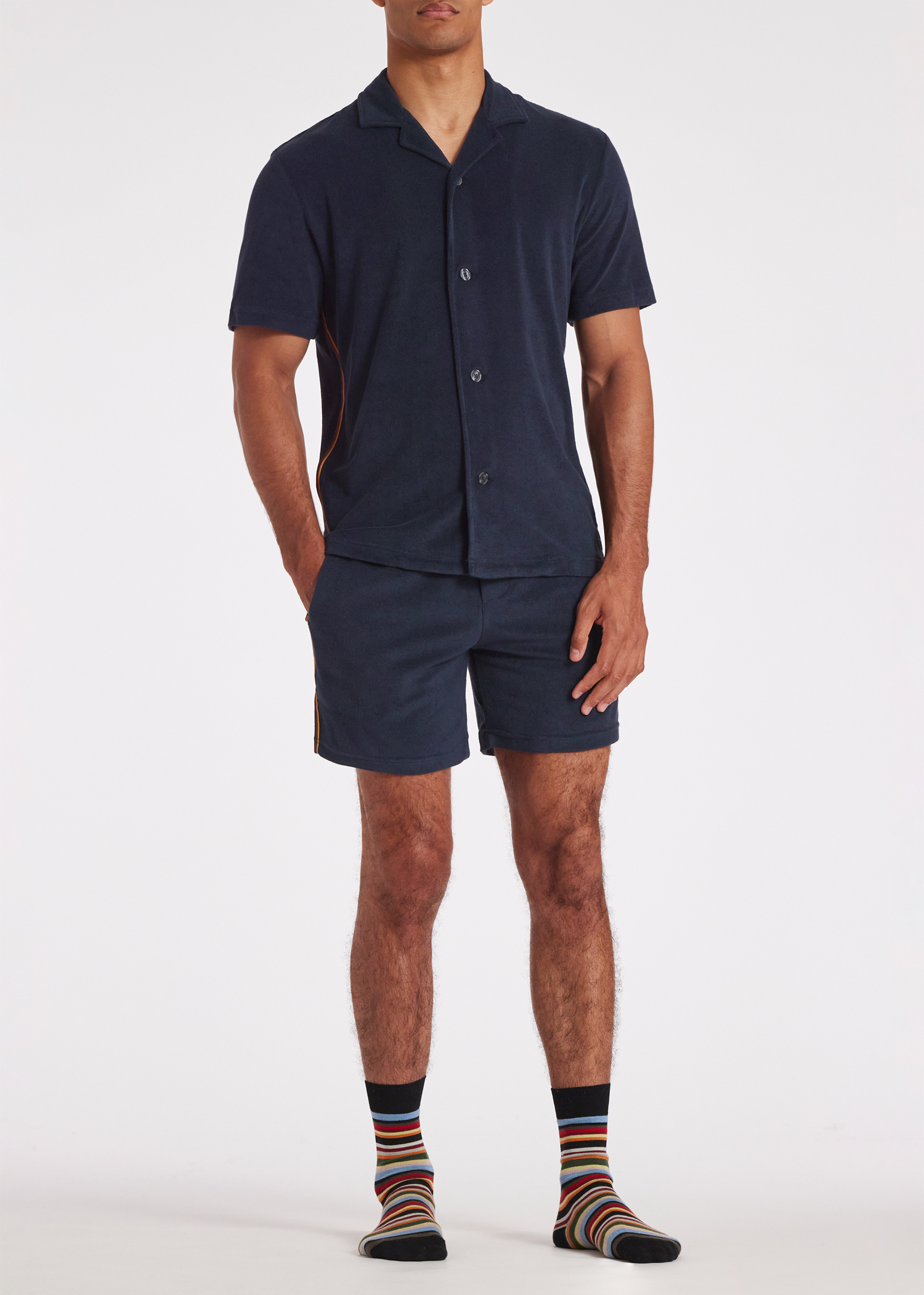 Men's Navy Blue Towelling Lounge Shorts