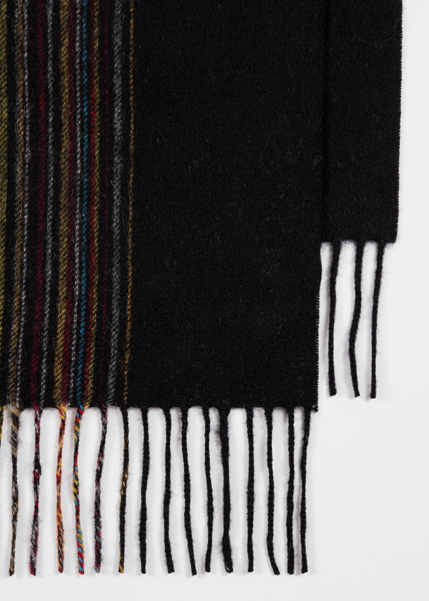 Navy Lambswool-Cashmere Offset Faded 'Signature Stripe' Scarf