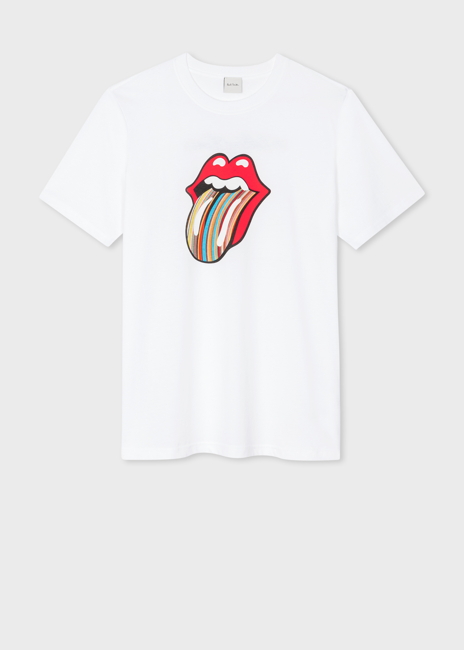 The Rolling Stones x Paul Smith - White 'Signature Stripe' Tongue Logo  T-Shirt