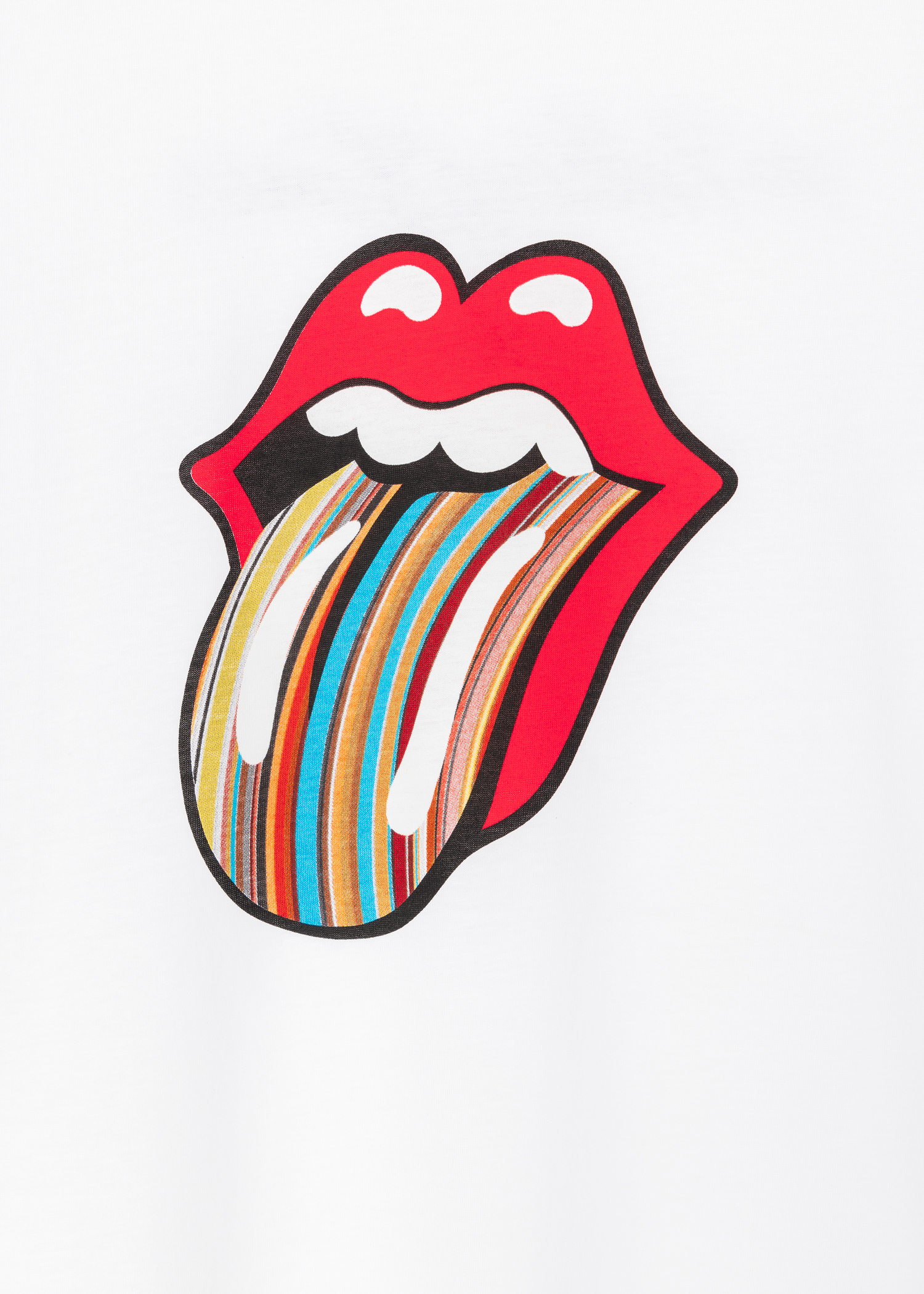 The Rolling Stones x Paul Smith - White 'Signature Stripe' Tongue Logo  T-Shirt