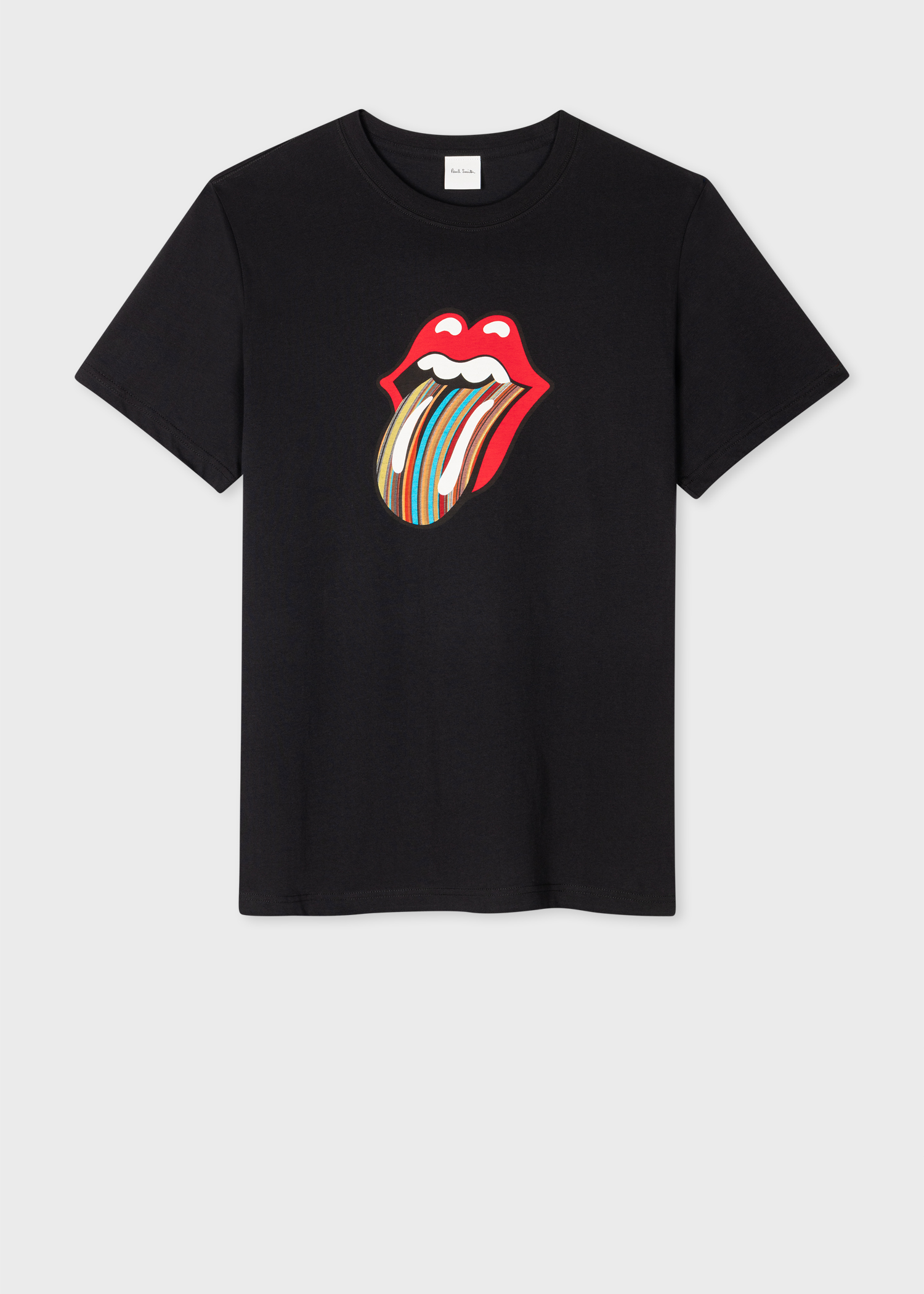 The Rolling Stones x Paul Smith - Black 'Signature Stripe' Tongue Logo  T-Shirt