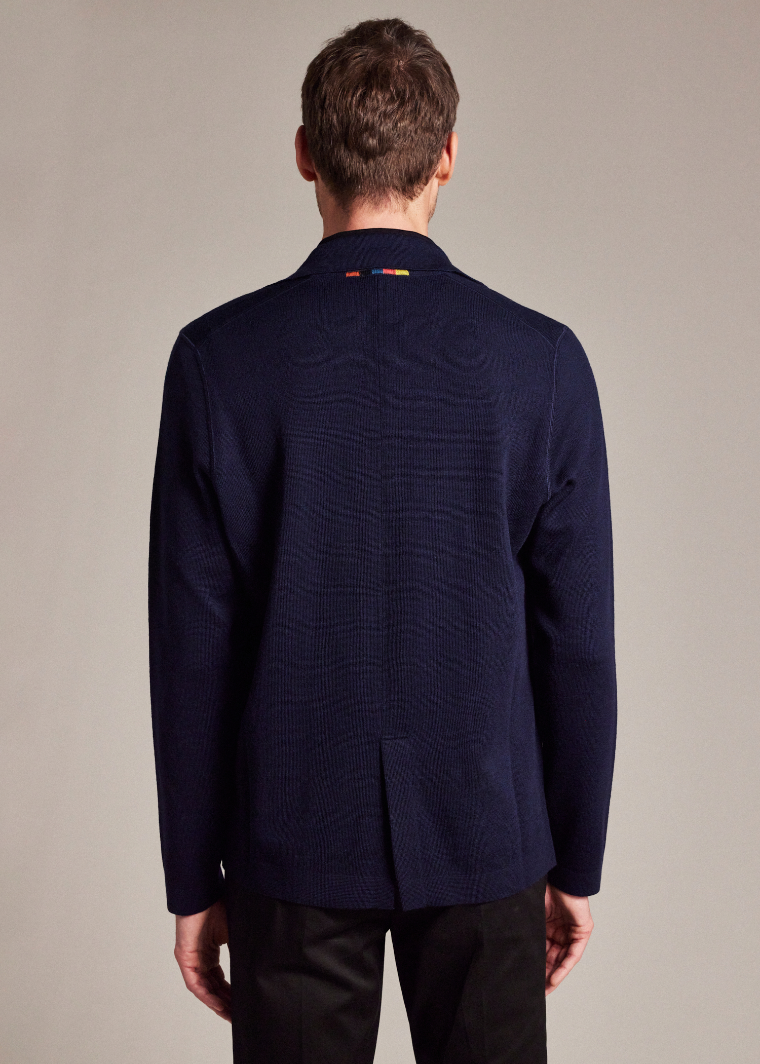 Dark Navy Merino Wool Cardigan Blazer