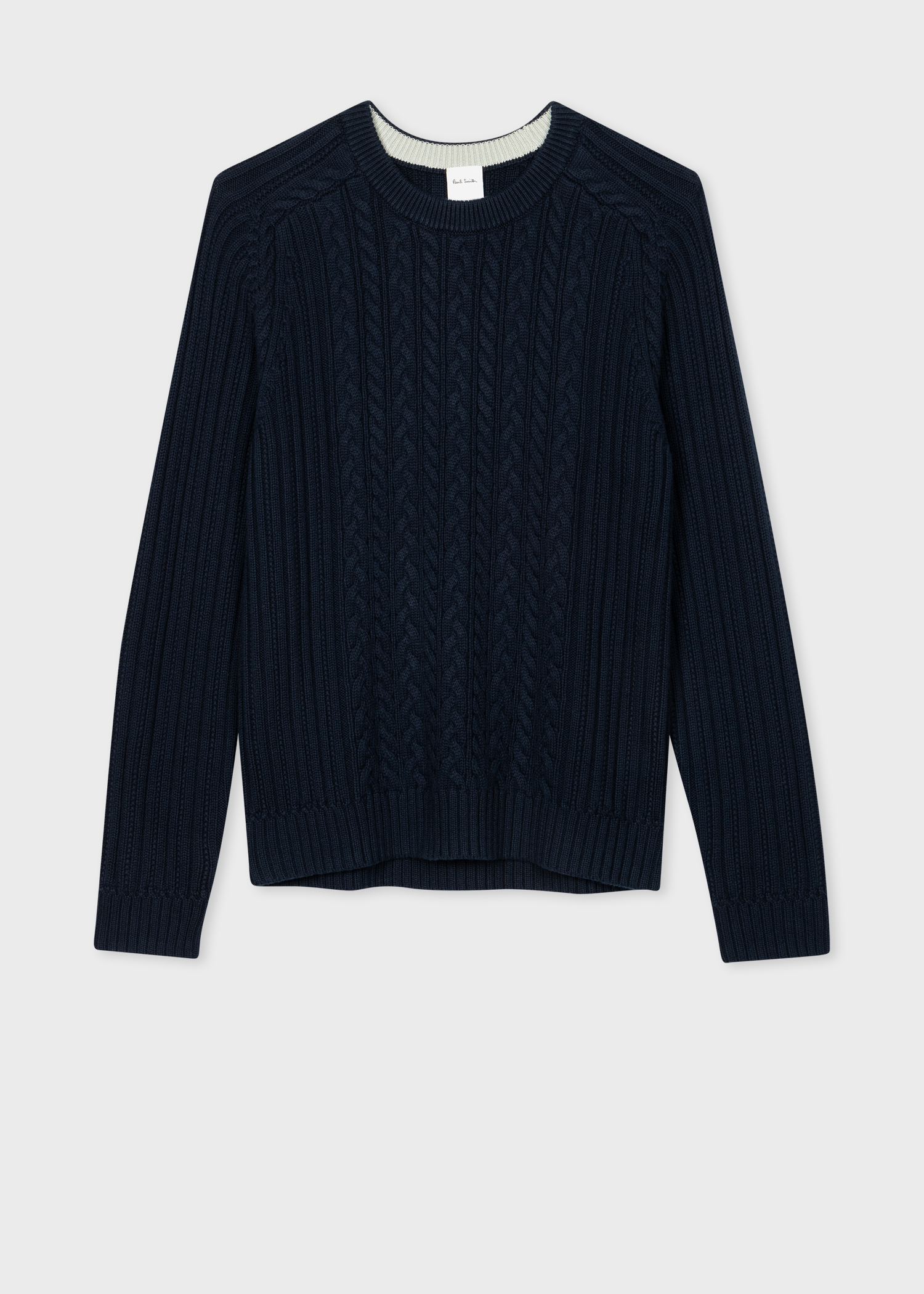 Men's Navy Cotton-Cashmere Cable Knit Sweater