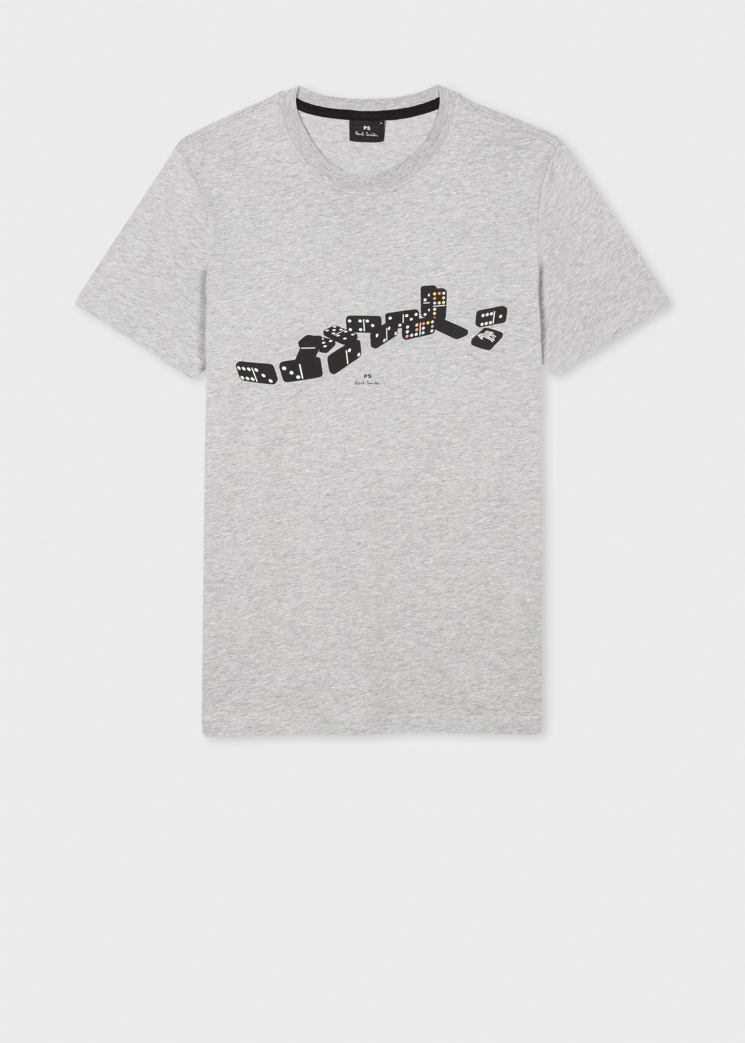 Men's Slim-Fit Grey Marl 'Domino's' Print T-Shirt