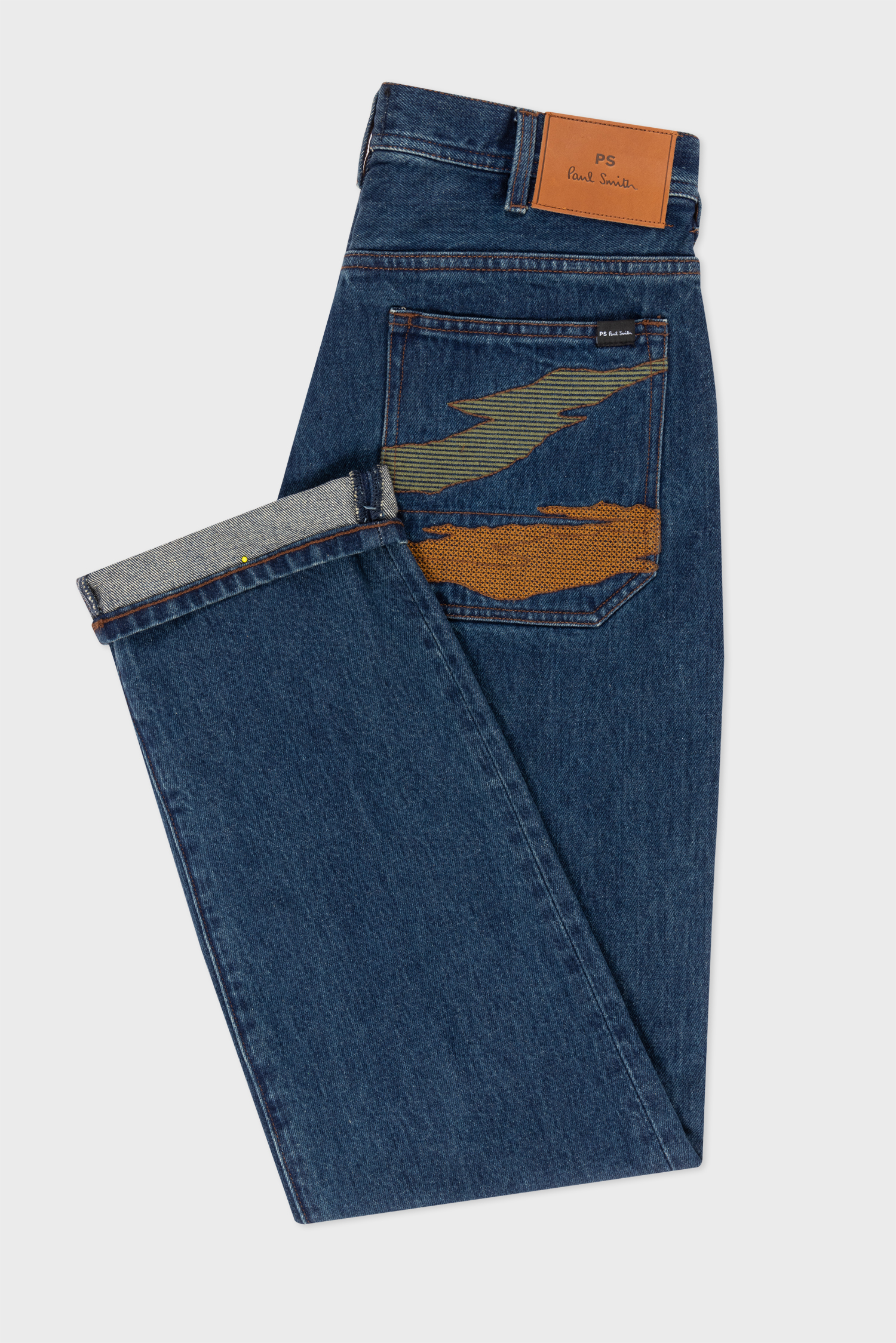Men's Relaxed-Fit Dark-Wash 'Plains' Embroidered Jeans