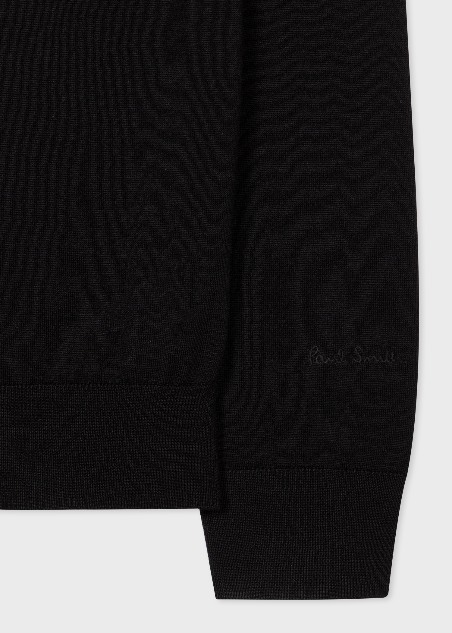 Men's Black Merino Wool Roll Neck Sweater