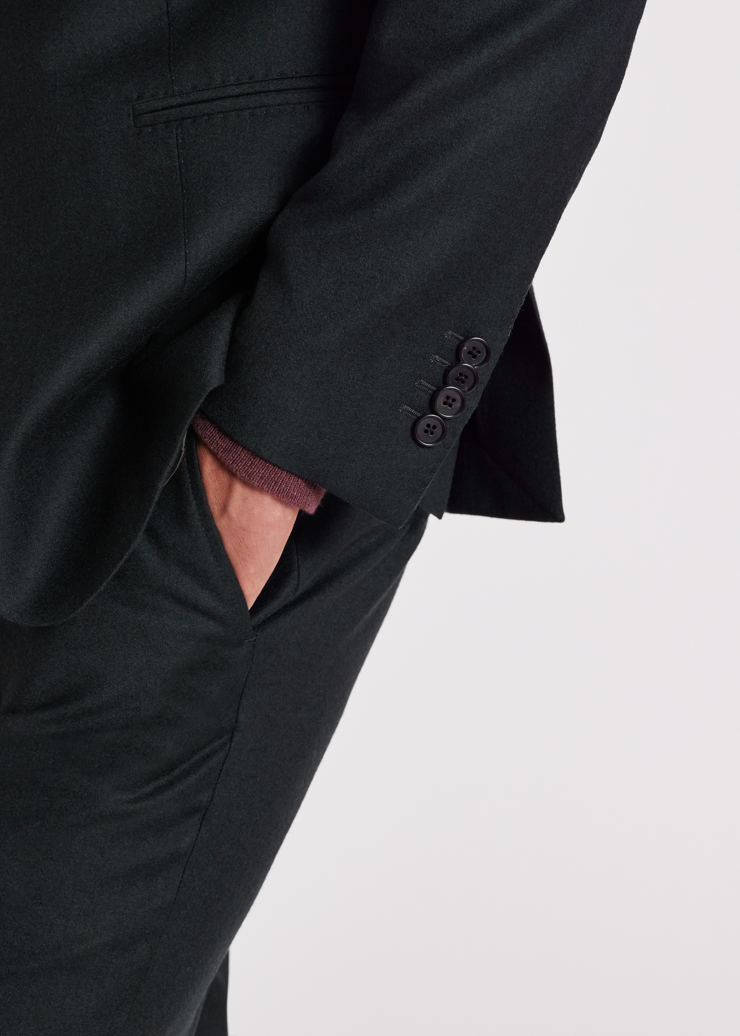Dark Green Wool-Cashmere Two-Button Blazer