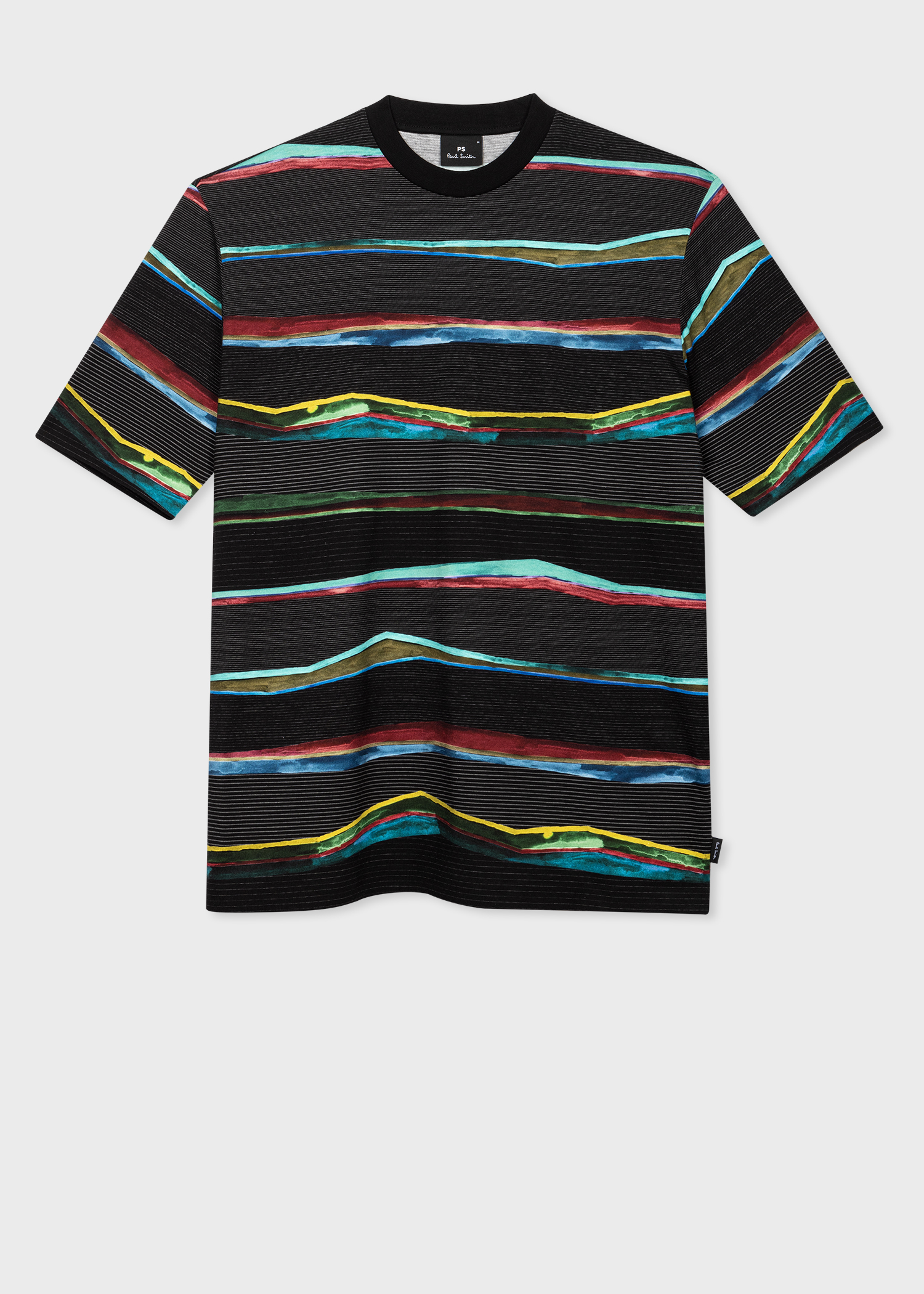 Men's Black 'Plains' Stripe Print T-Shirt