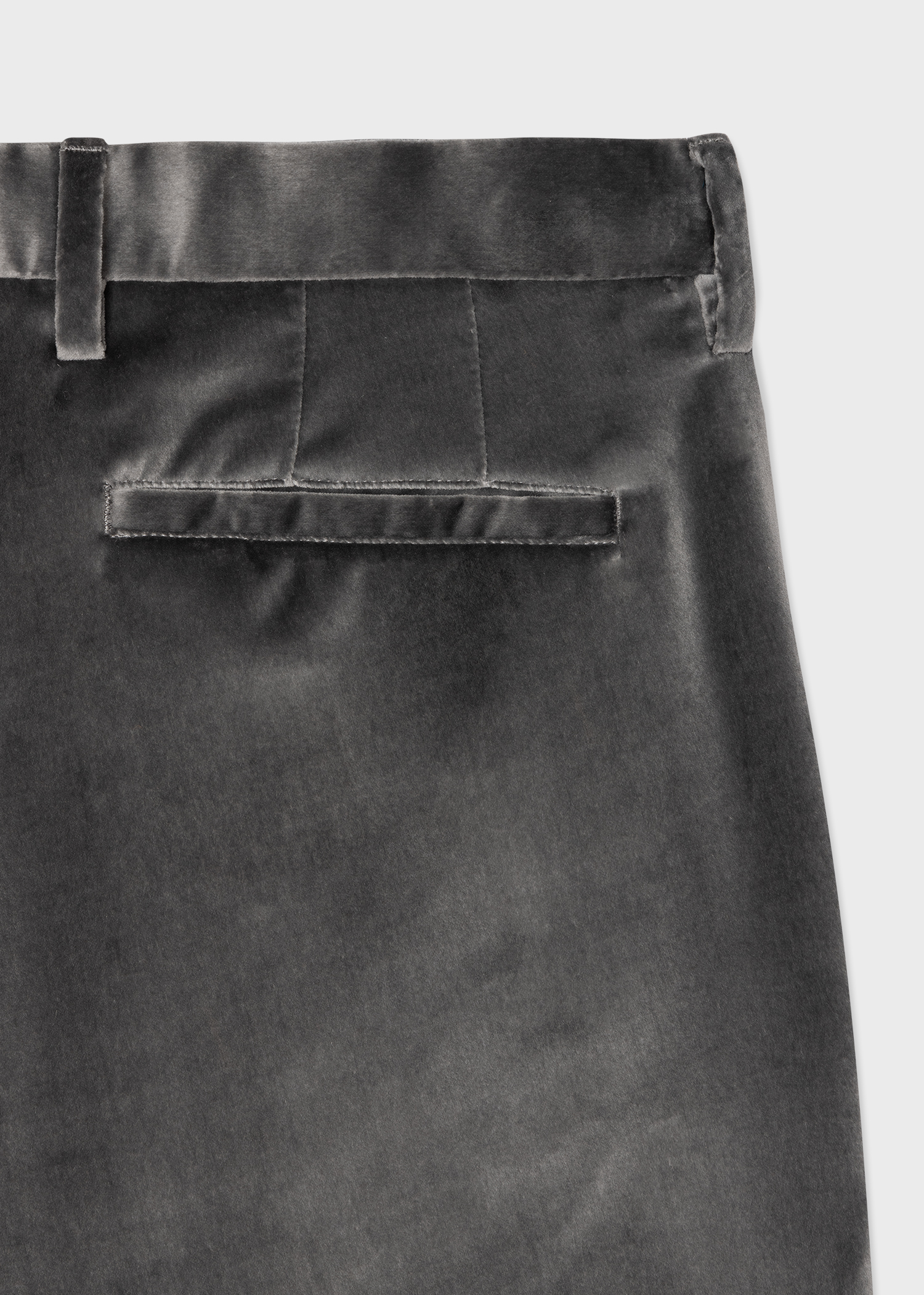 Slim-Fit Steel Grey Velvet Trousers thumbnail 5