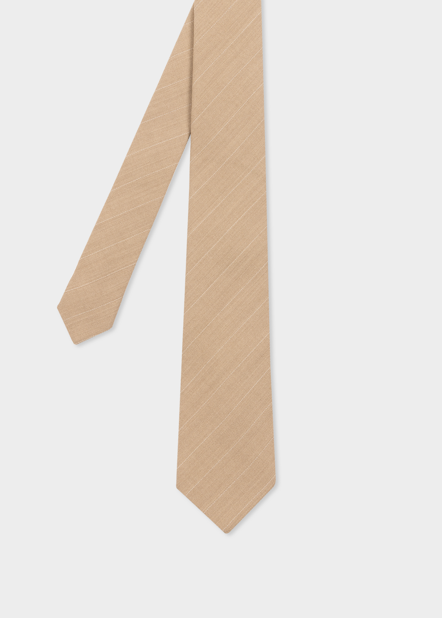 Beige Pinstripe Wool-Blend Tie