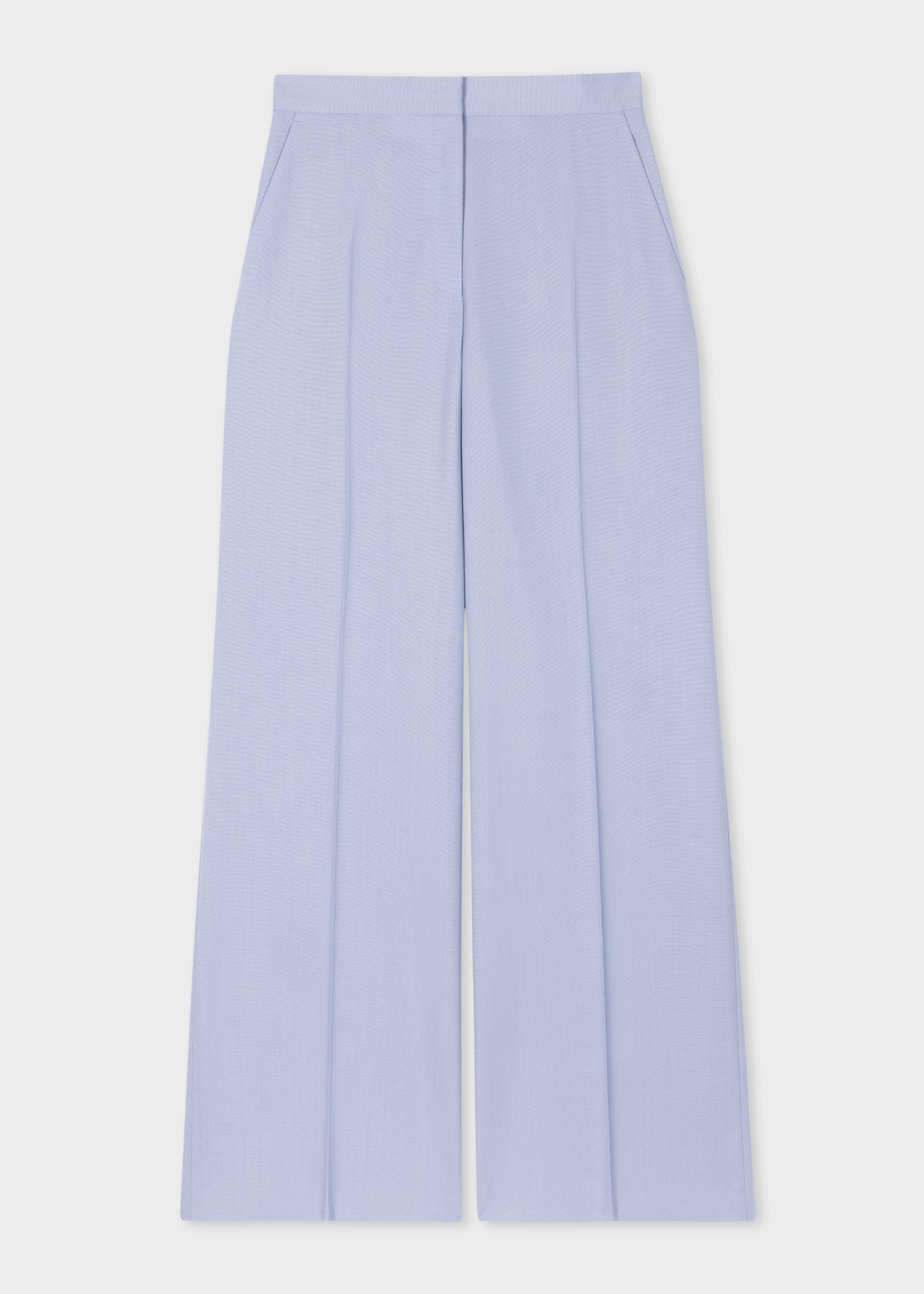 Women's Pale Blue Wool Wide-Leg Trousers