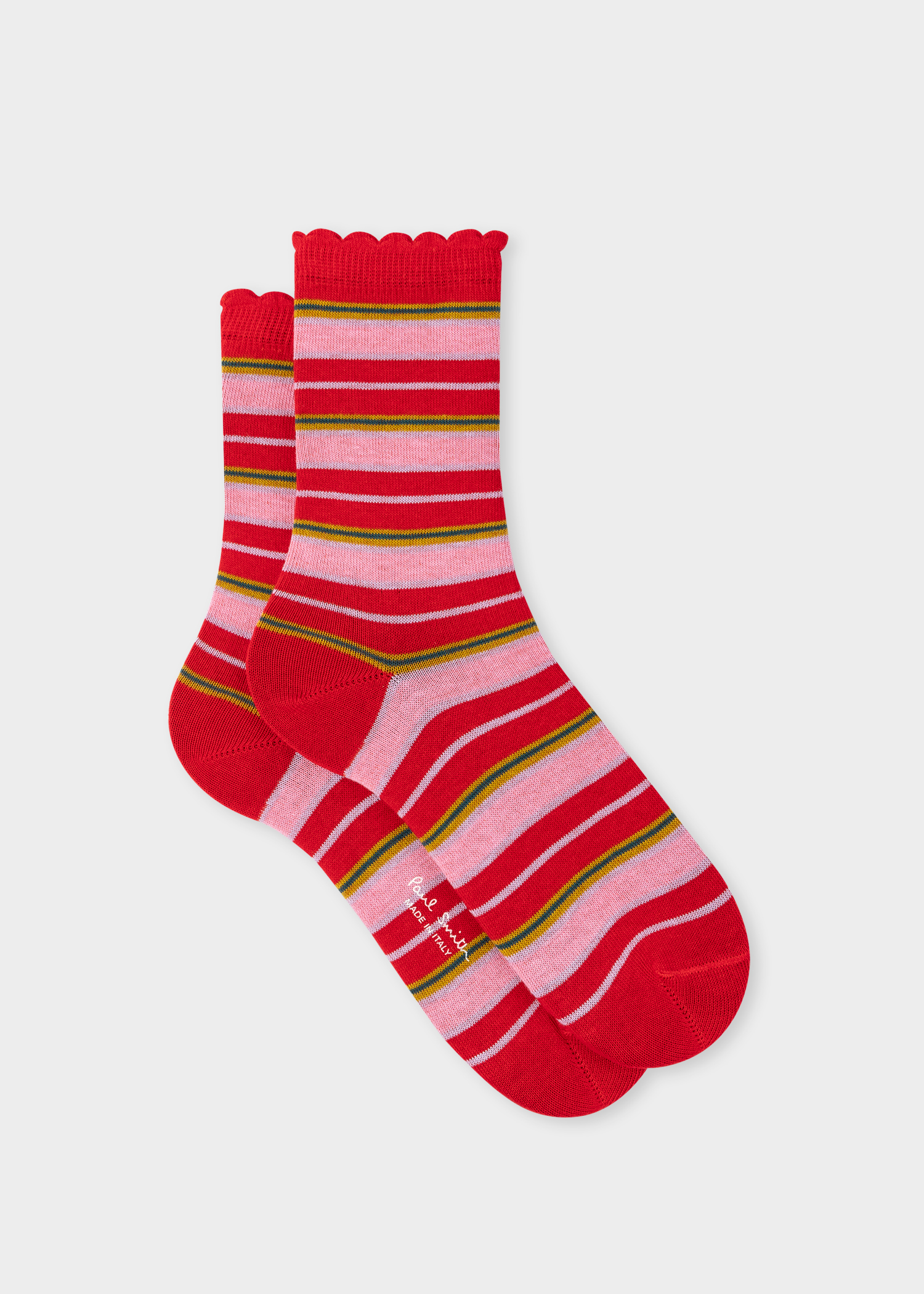 Women's Red Stripe Frill Socks