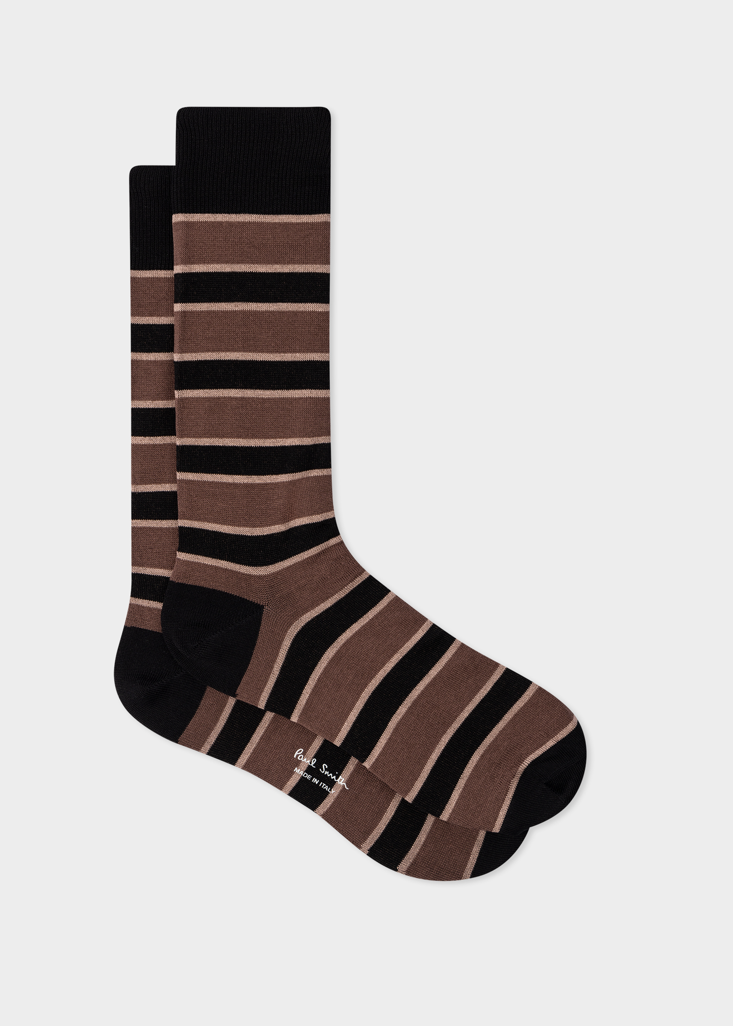 Men's Black and Brown Painted Stripe Socks