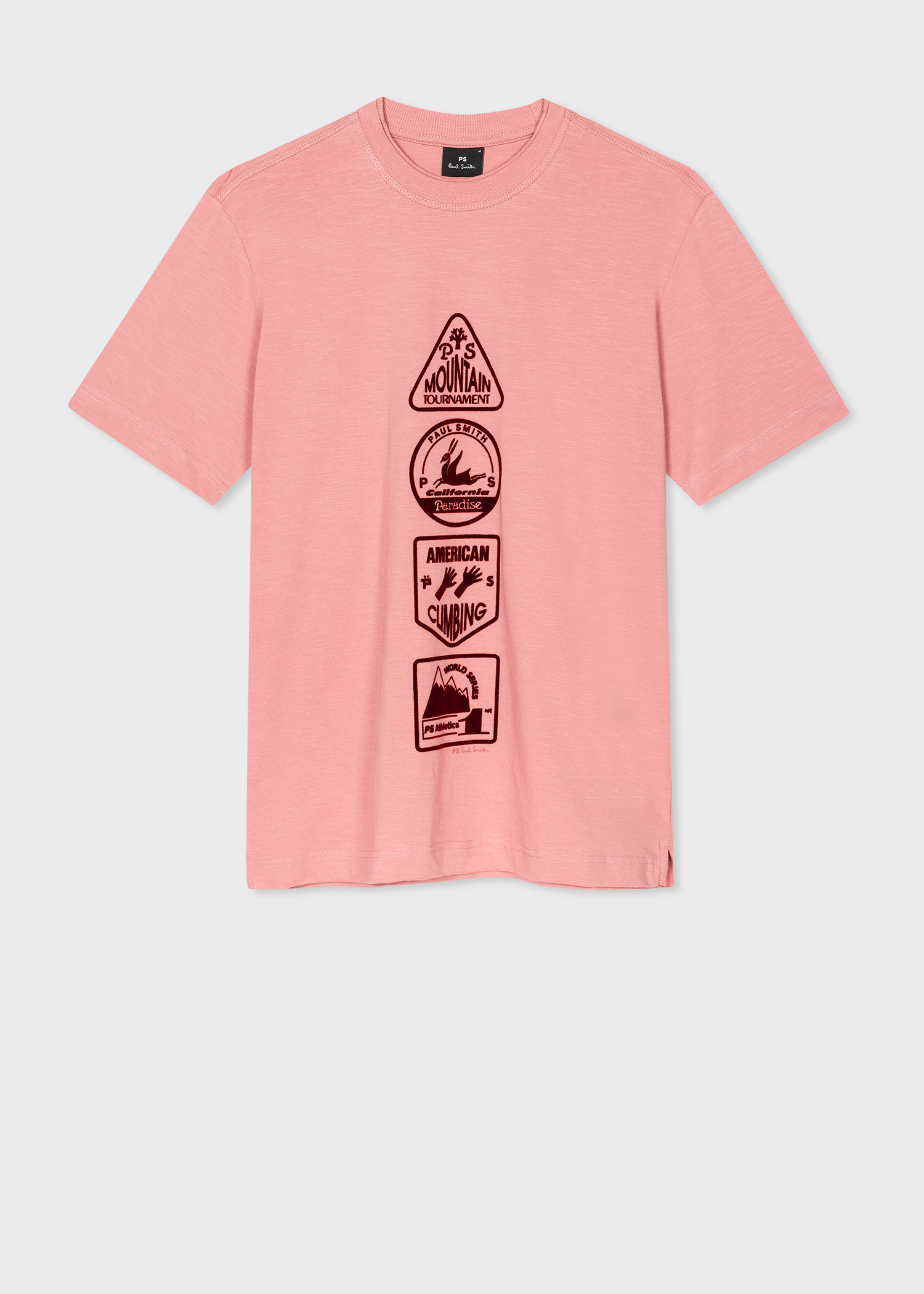 Men's Pale Pink Flocked 'Climbing' Print TShirt