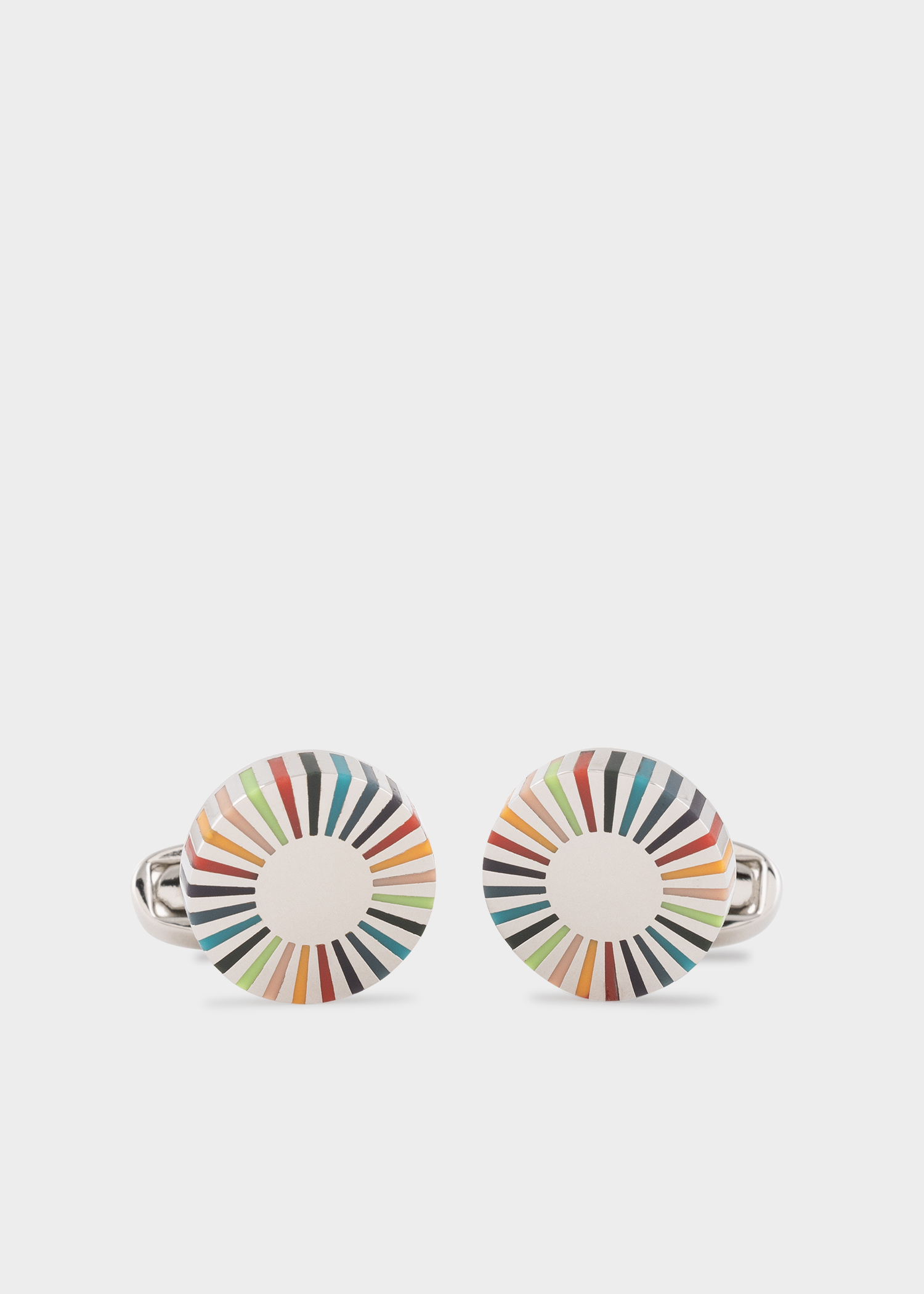Paul Smith Men's Silver 'Artist Stripe' Edge Circular Cufflinks King