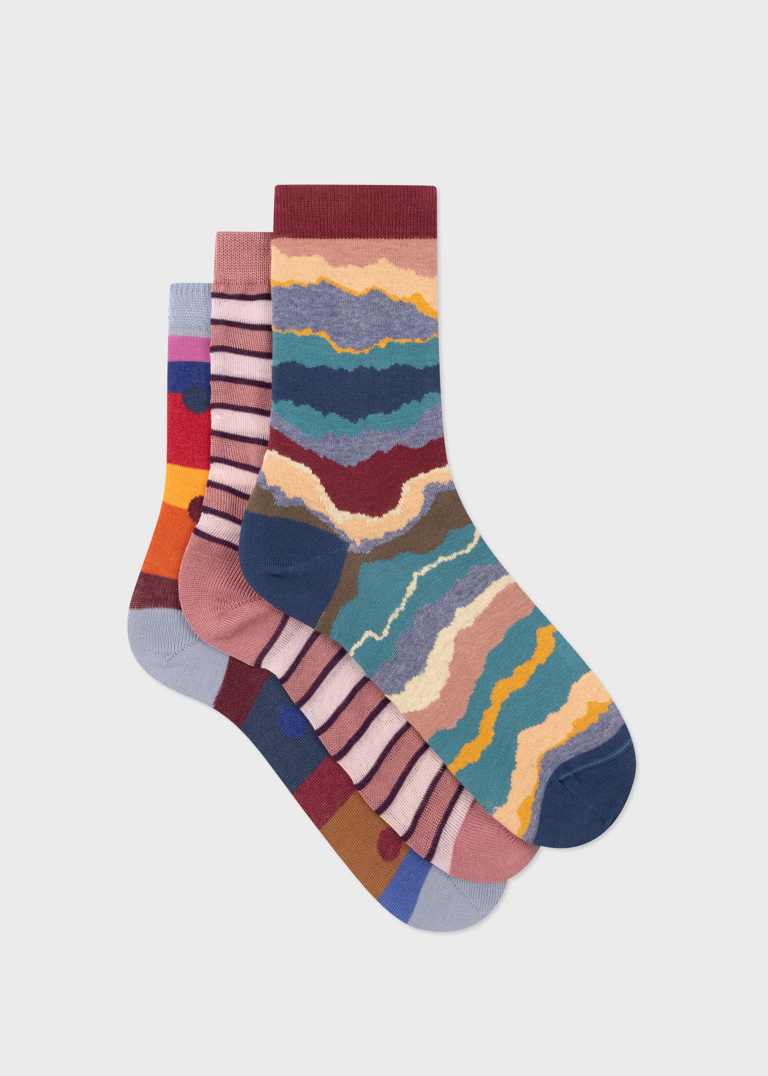 Women's 'Torn Stripe' Three Pack Socks