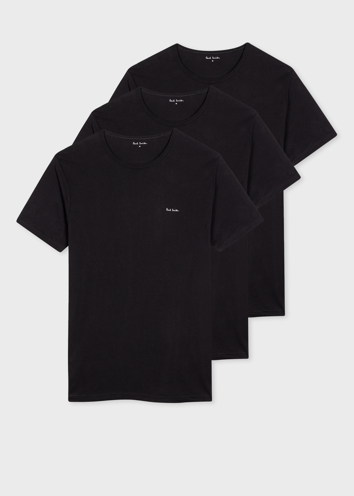 Men's Black Logo Organic Cotton Lounge T-Shirts Three Pack