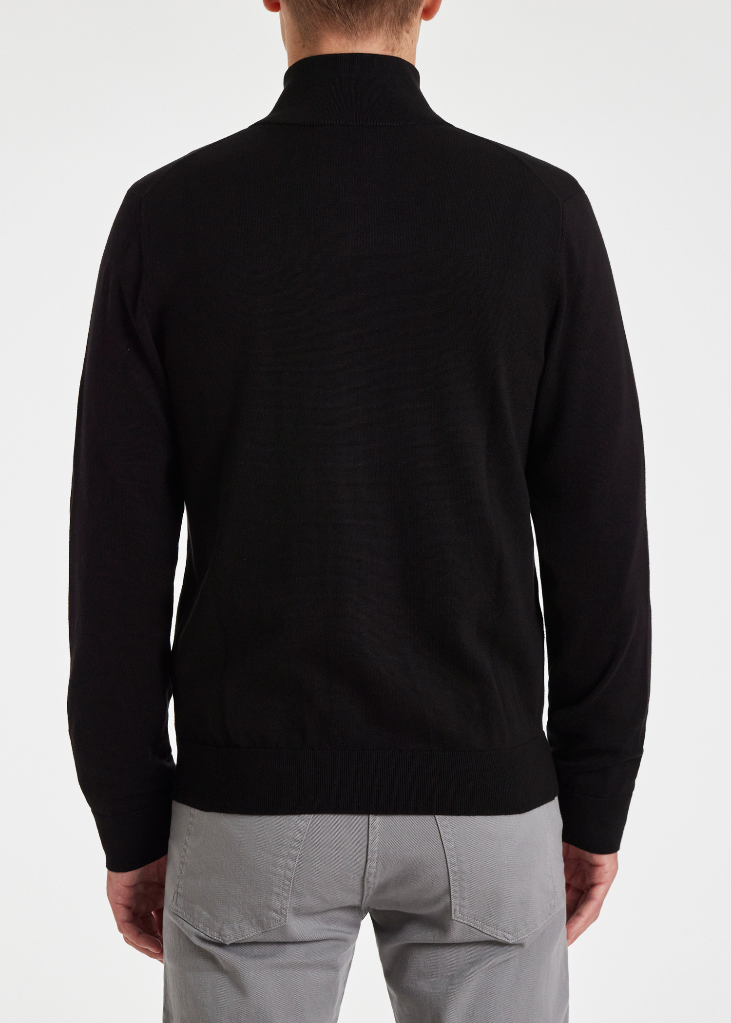 Men's Black Organic Cotton Zebra Logo Zip Cardigan