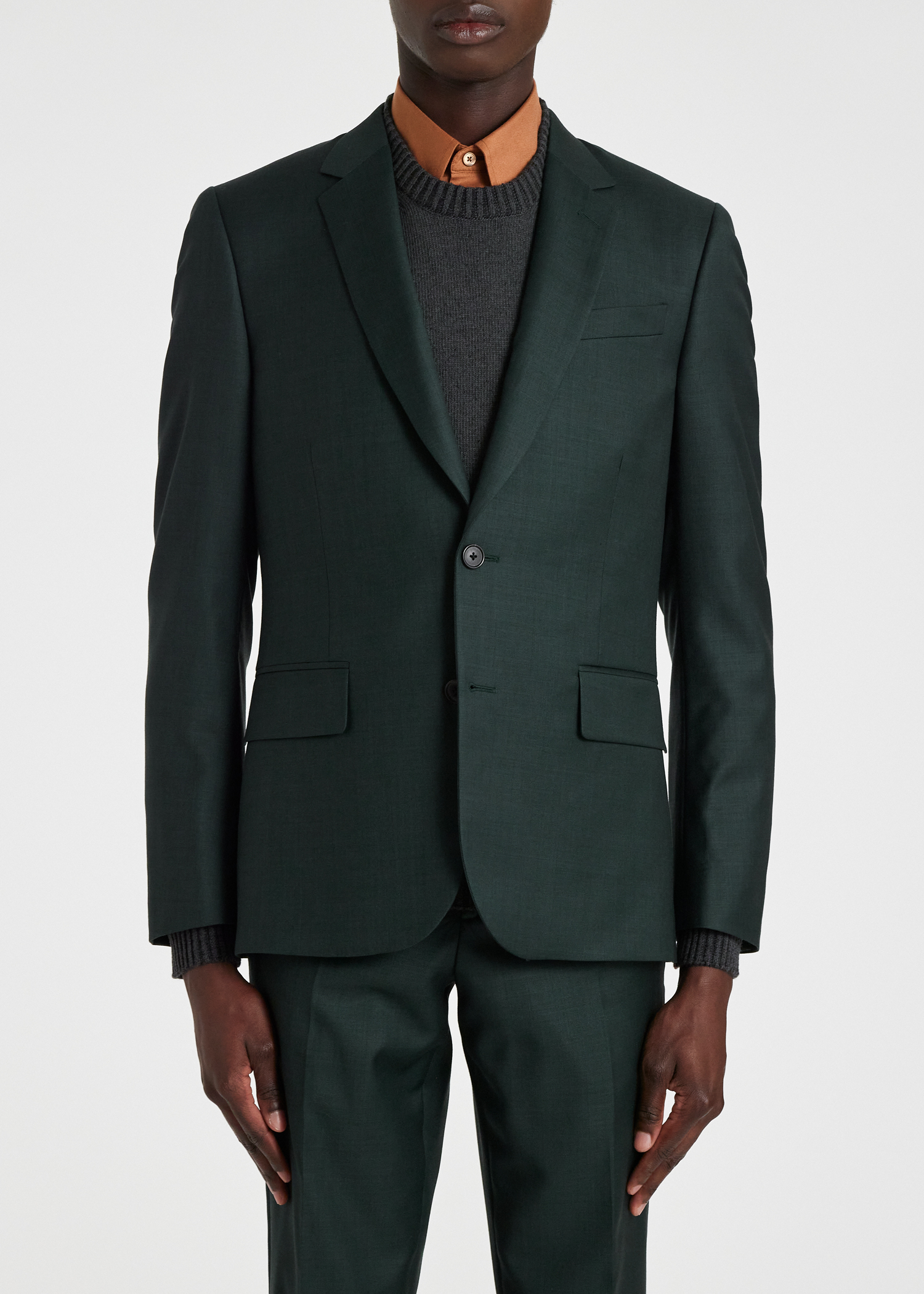 The Soho - Tailored-Fit Dark Green Sharkskin Wool Suit