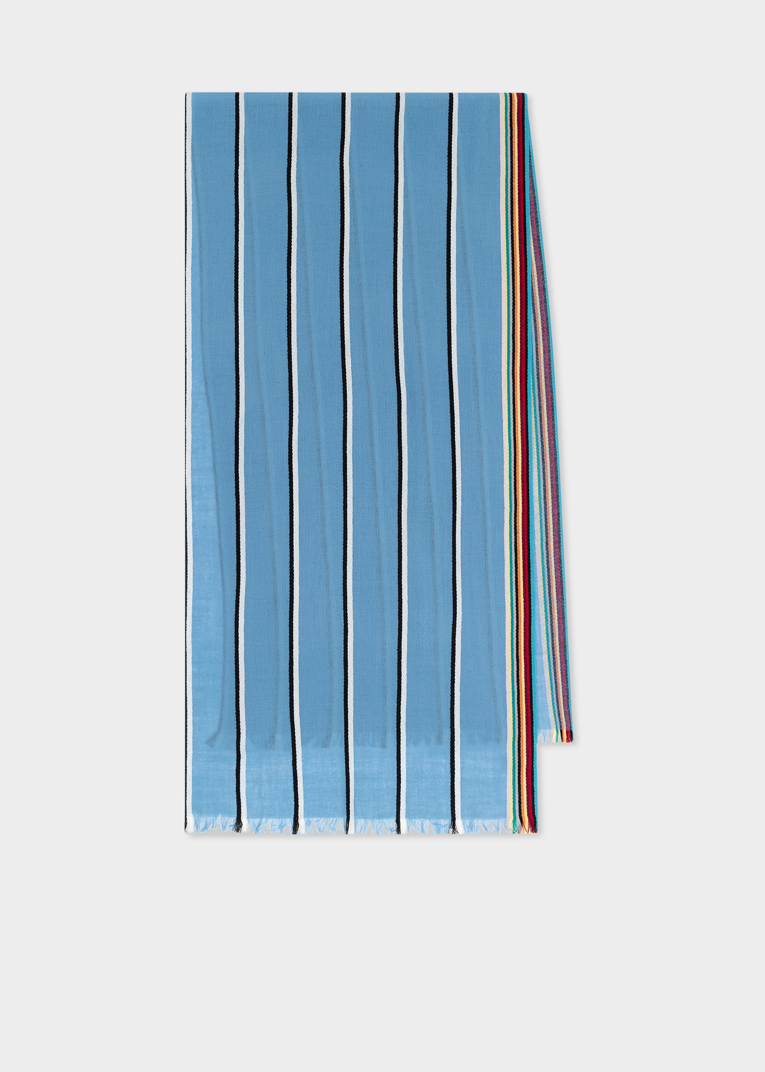 Paul Smith Sky Blue Artist Stripe Edge LambswoolCashmere Scarf King