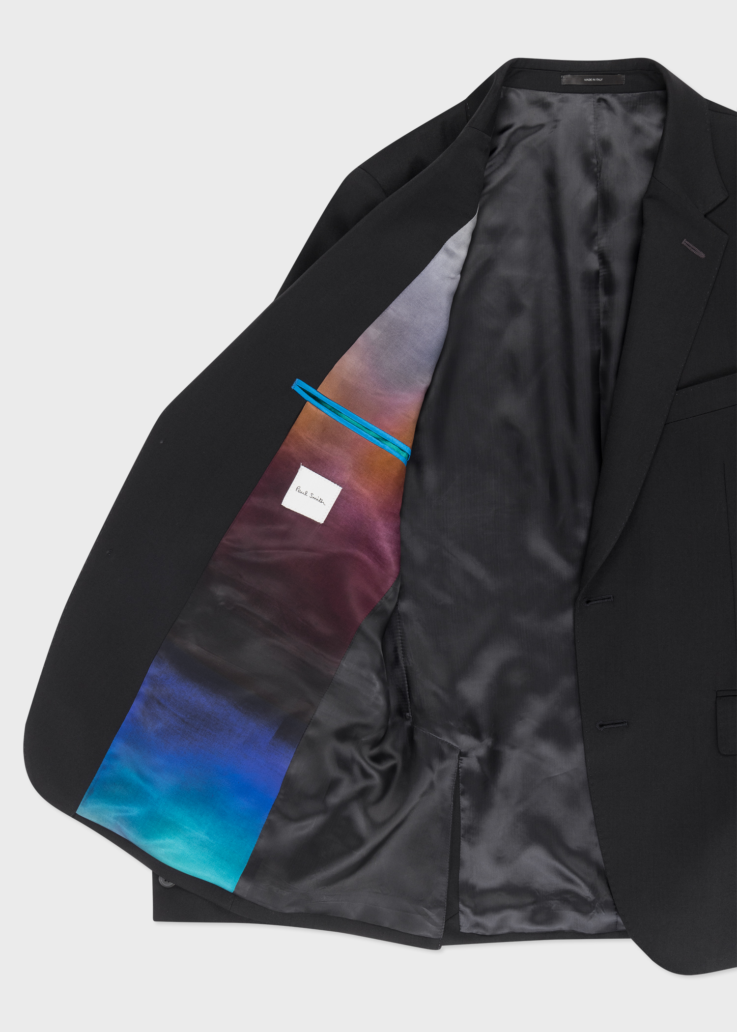 Men's Tailored-Fit Black Wool Twill Two-Button Suit