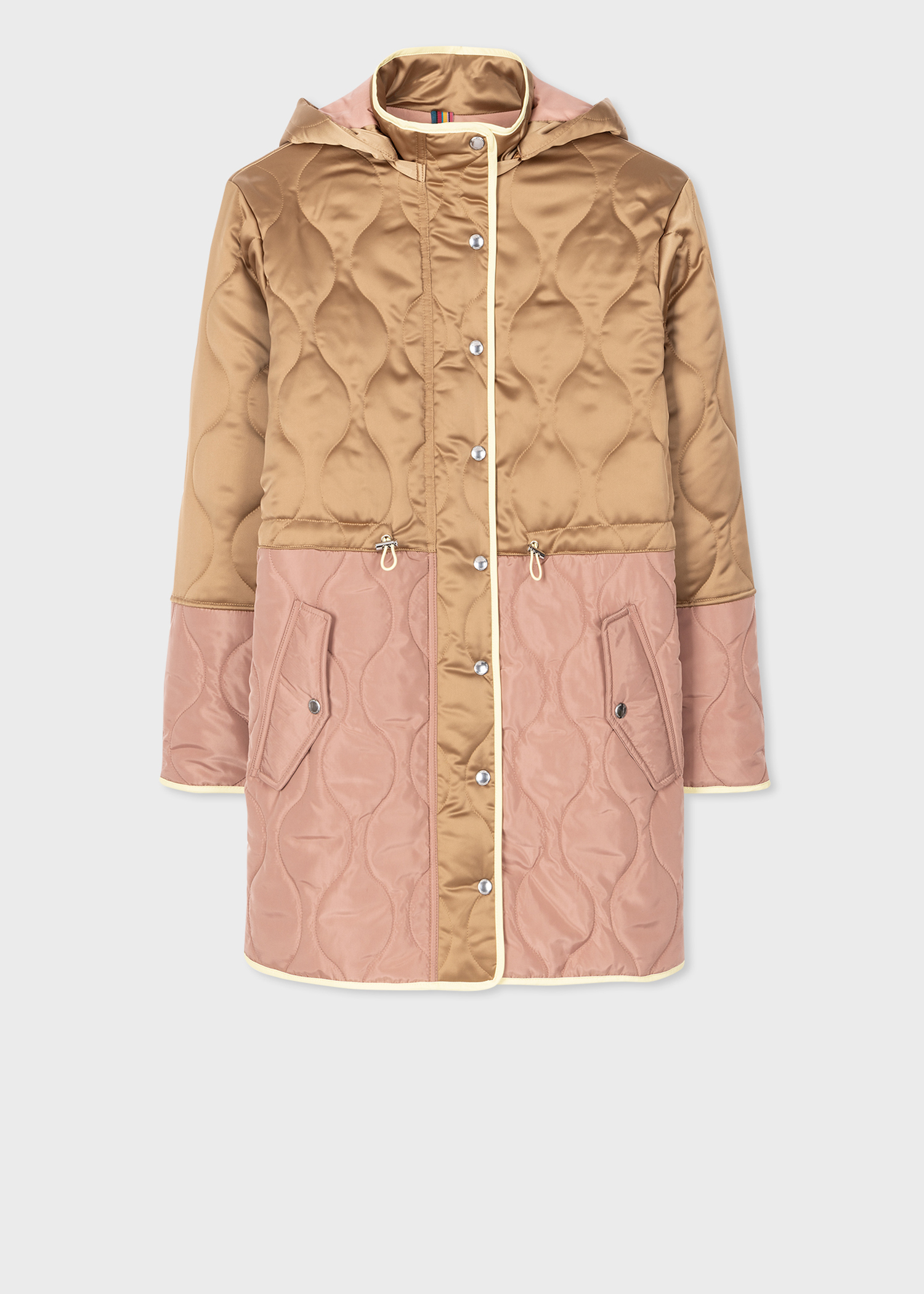 PS Paul Smith Women's Camel Satin Quilted Mid Length Coat | King's Cross