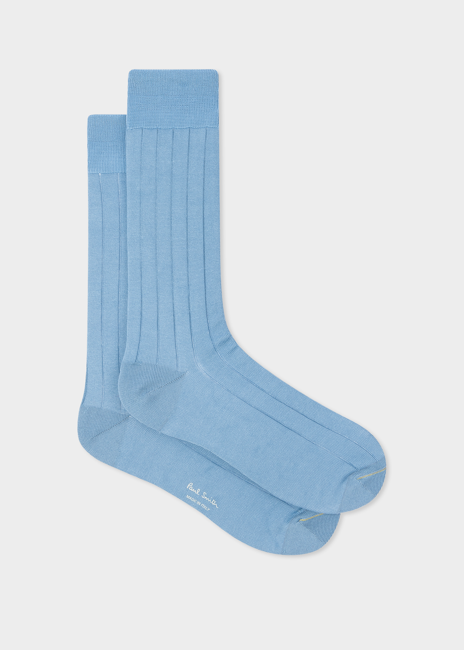 Men's Pale Blue Cotton-Blend Ribbed Socks