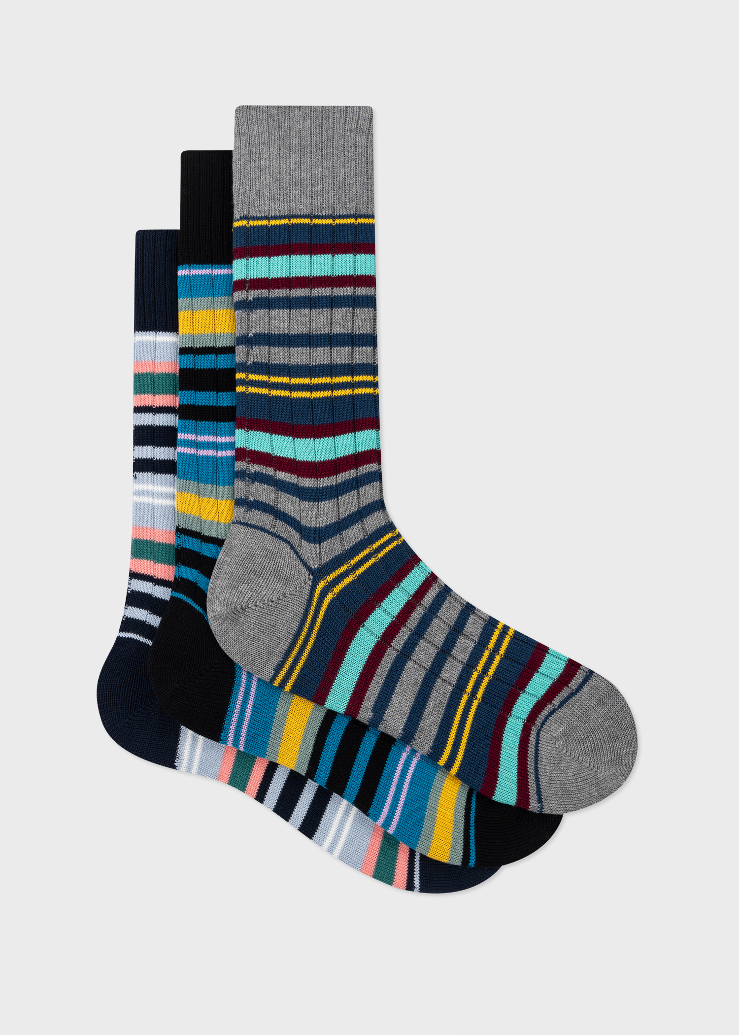 Ribbed Stripe Socks Three Pack