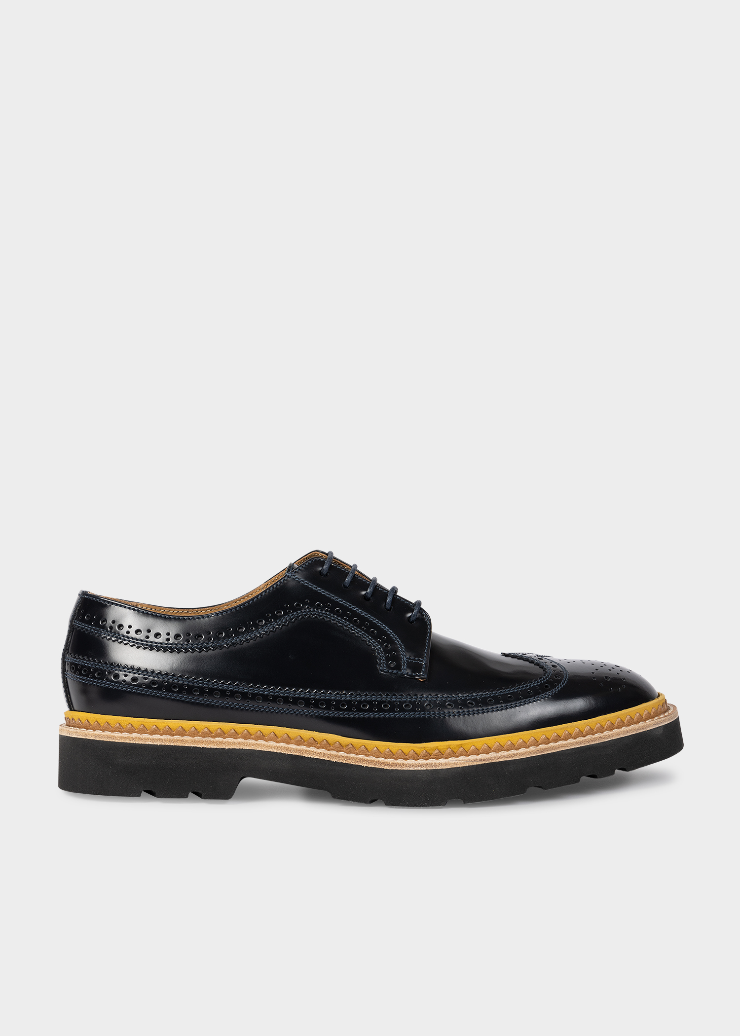 Men's Navy High-Shine Leather 'Count' Brogues