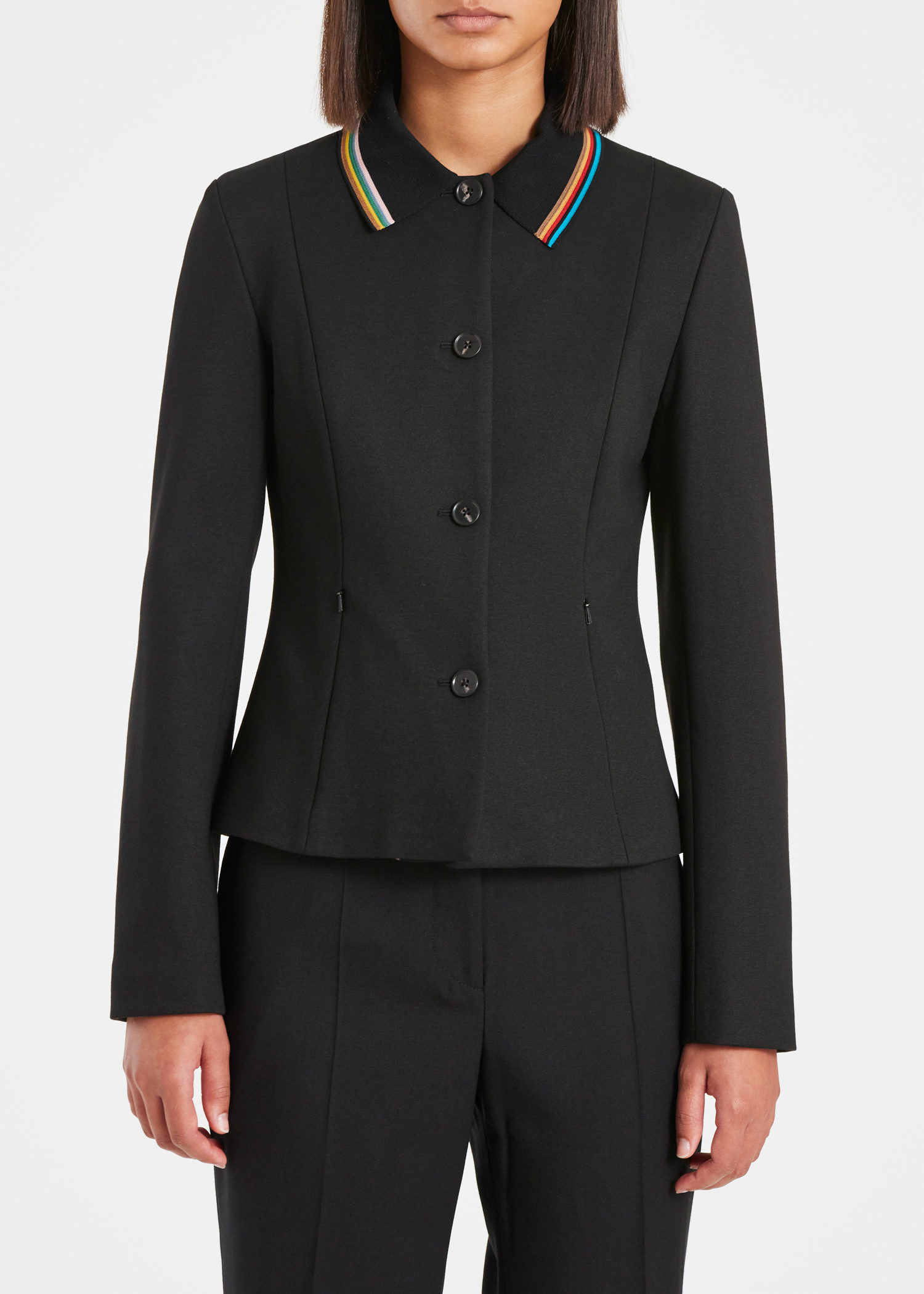 Women's Black 'Signature Stripe' Trim Jacket