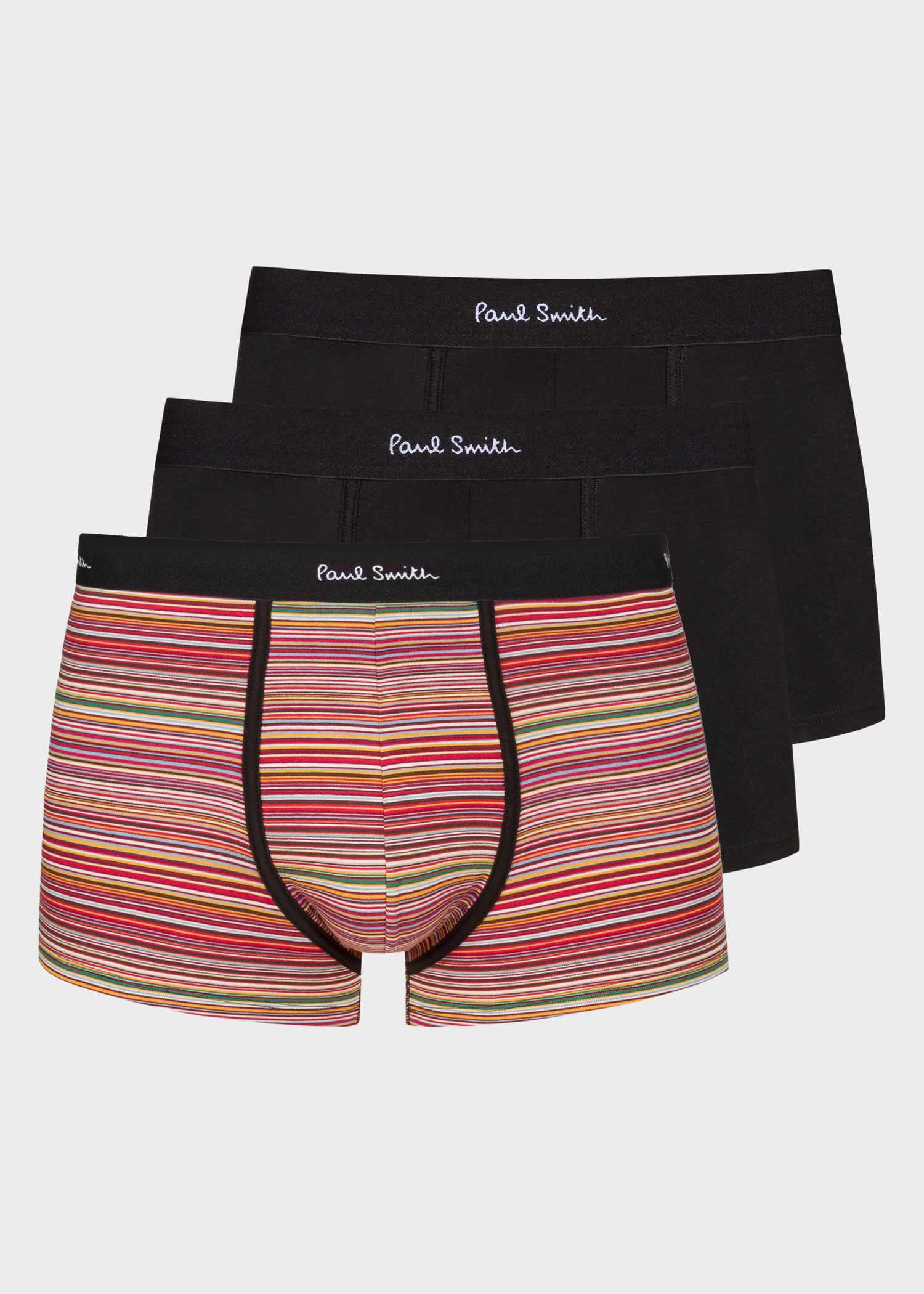インナー・ルームウェアその他 PAUL SMITH Men Underwear Black M1A914P3PK75 1A Black Low-Rise 'Artist Stripe' Boxer Briefs Three Pack