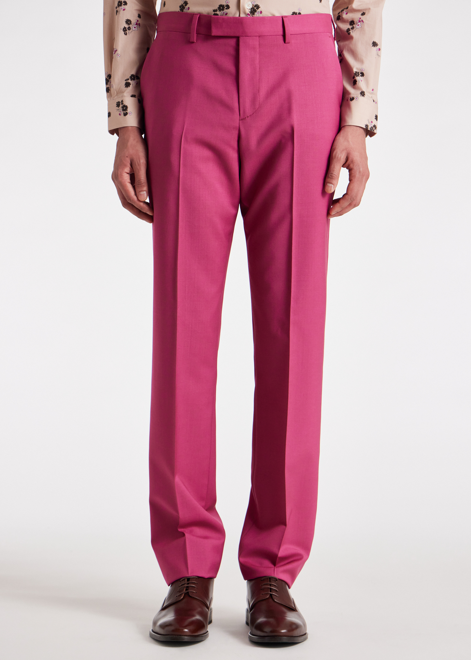 Express Men, Classic Pink Ponte Knit Suit Pant in Iced Mauve