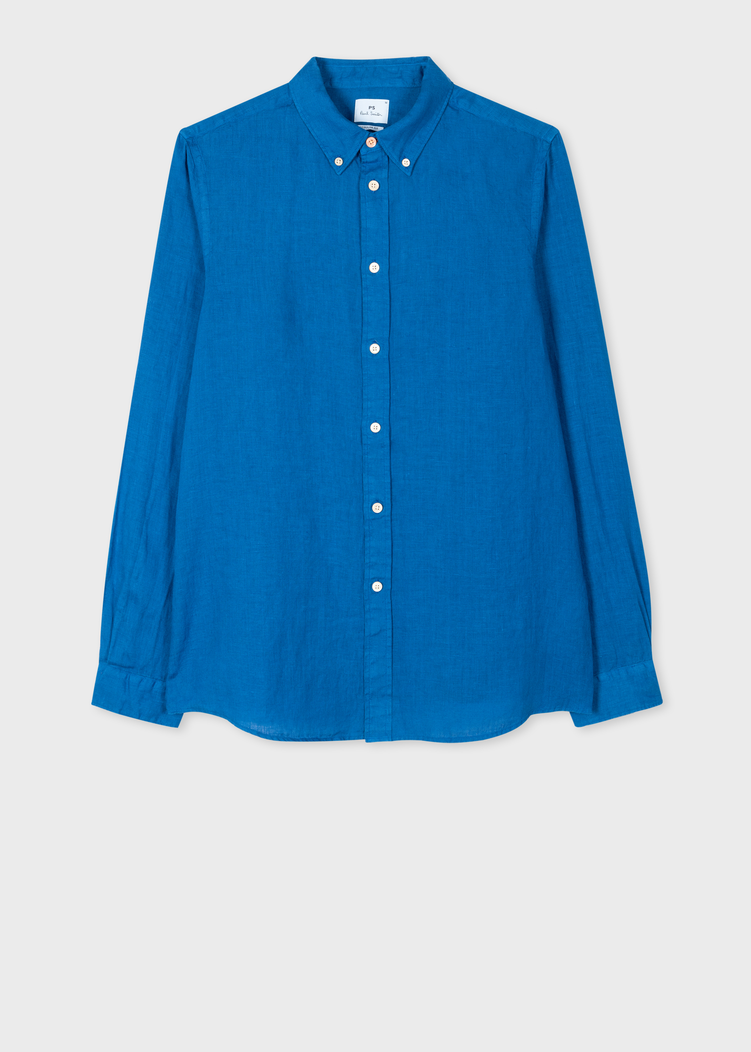 Men's Cobalt Blue Linen Button-Down Shirt