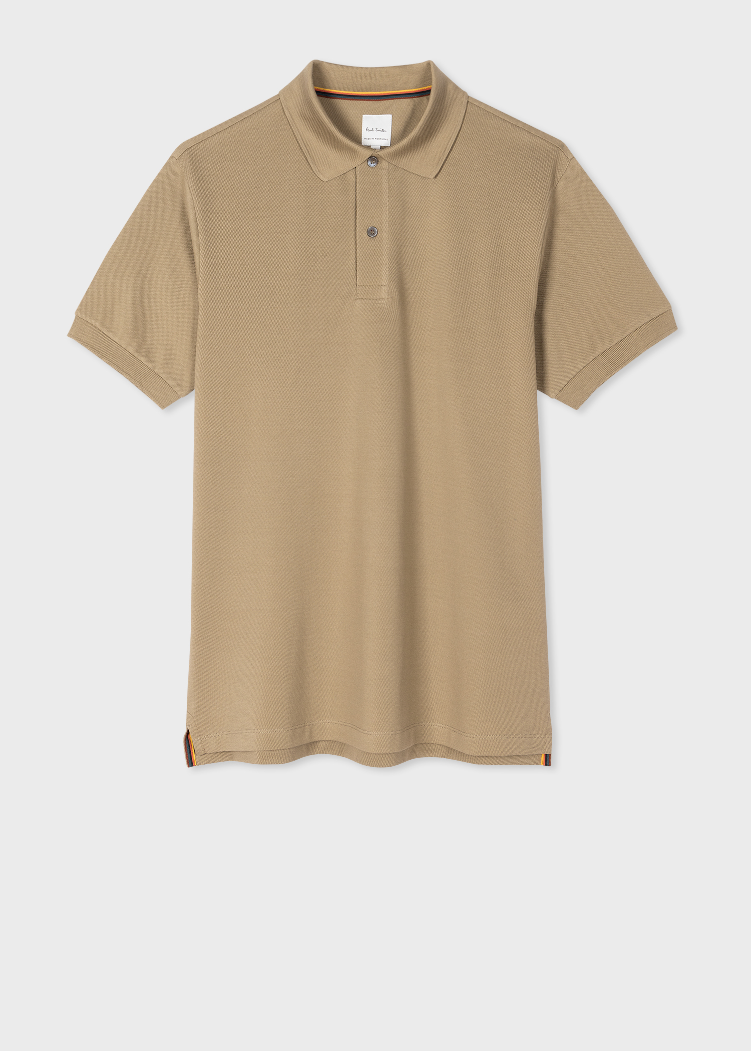 Men's Tan Cotton 'Artist Stripe' Placket Polo Shirt