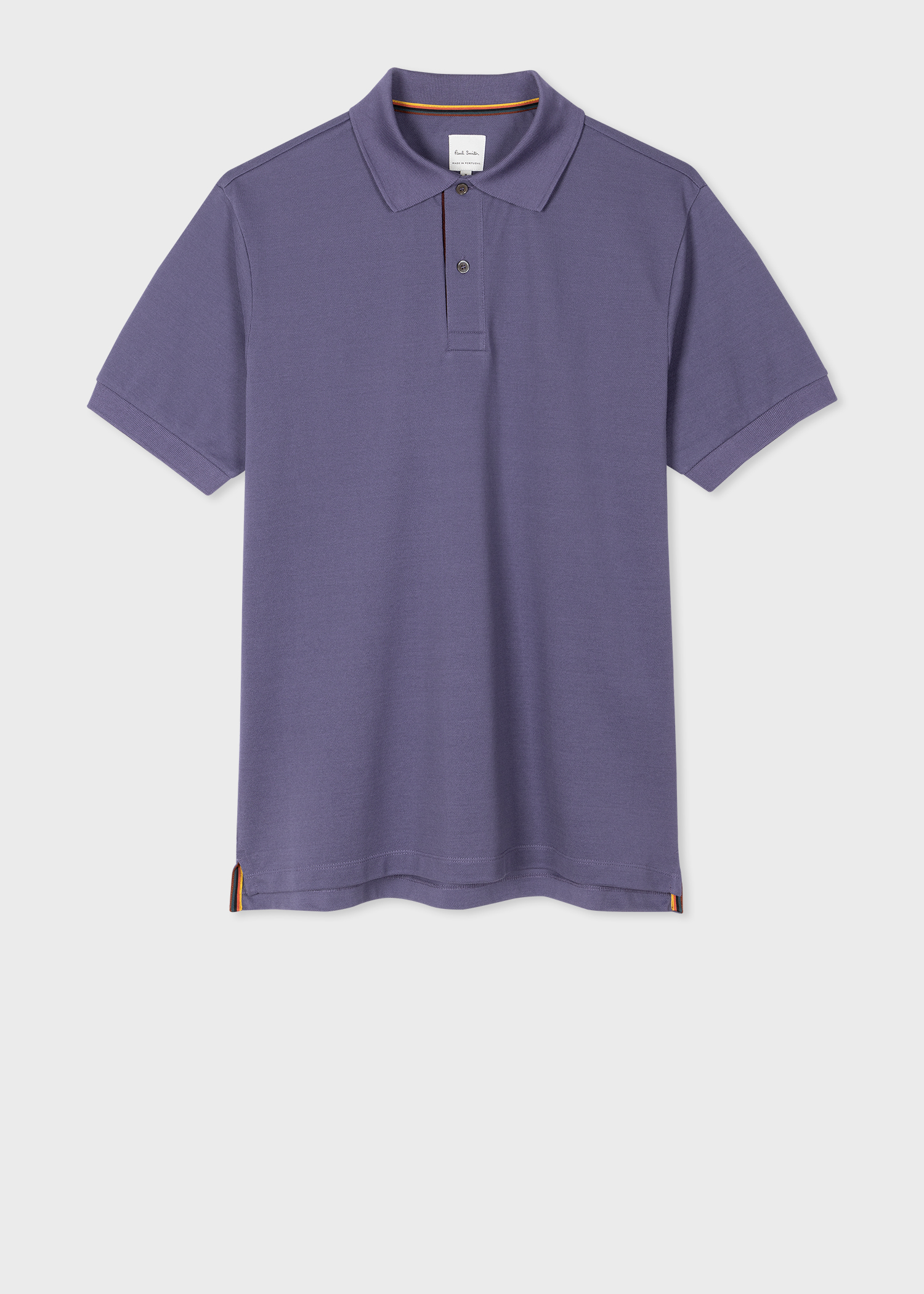 Men's Purple Cotton 'Artist Stripe' Placket Polo Shirt