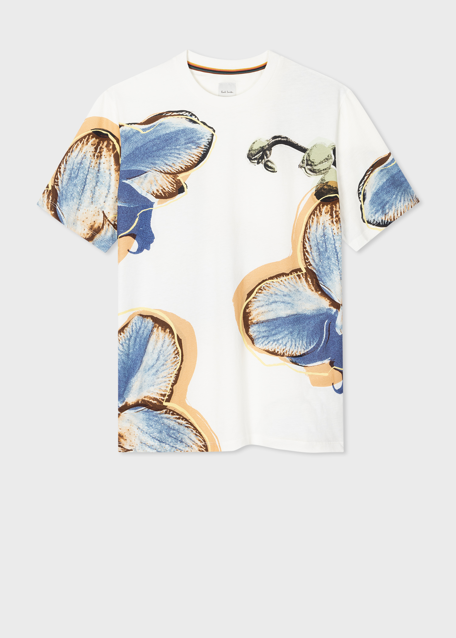 Men's White 'Orchid' Print T-Shirt