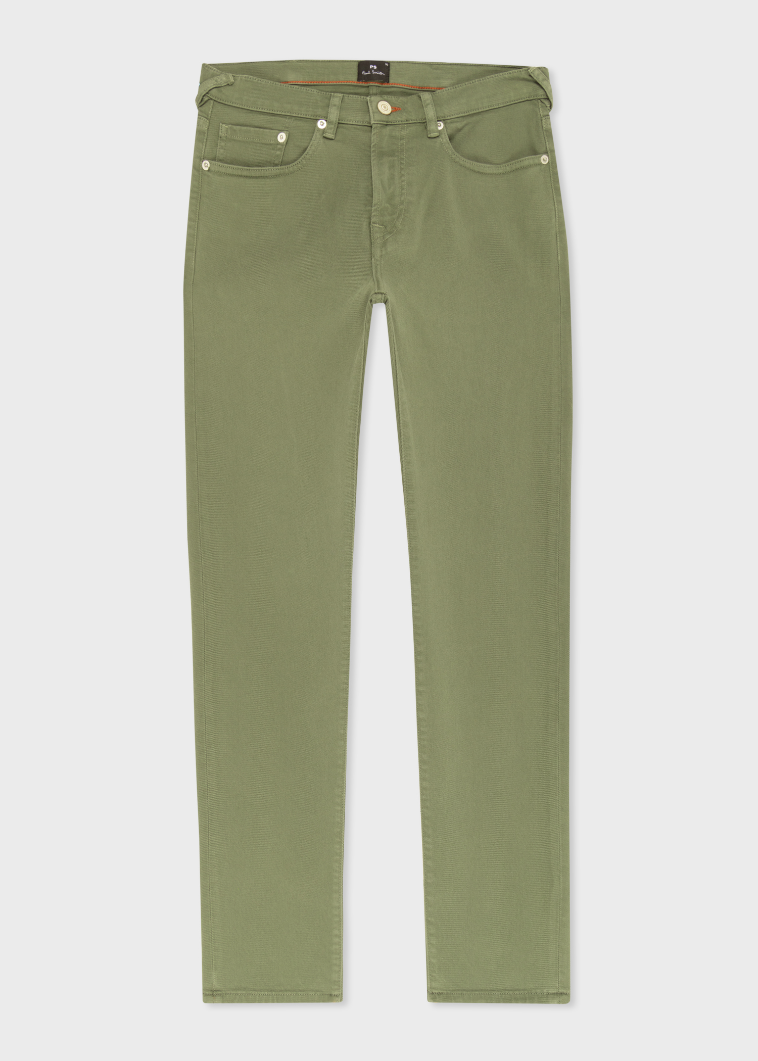 Men's Tapered-Fit Khaki Green Garment-Dyed Jeans