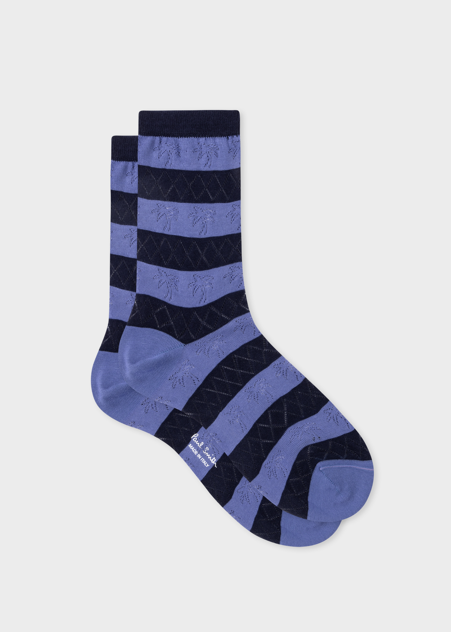 Women's Navy Stripe Crochet Pattern Socks