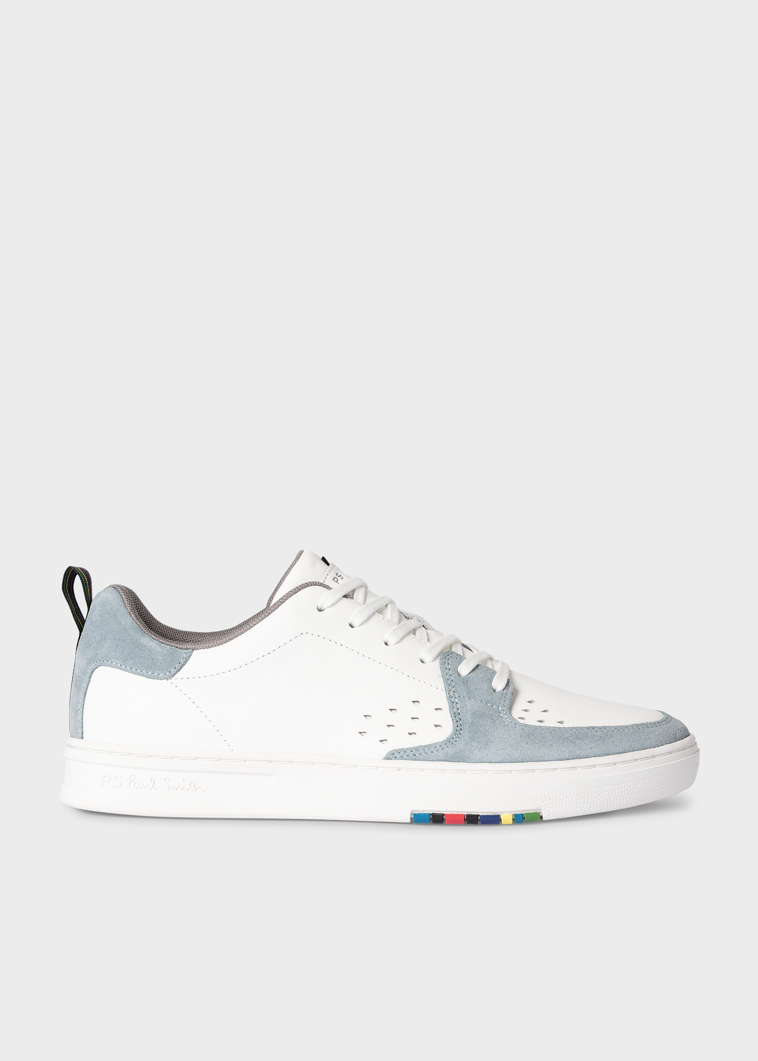 Men's White and Light Blue 'Cosmo' Trainers