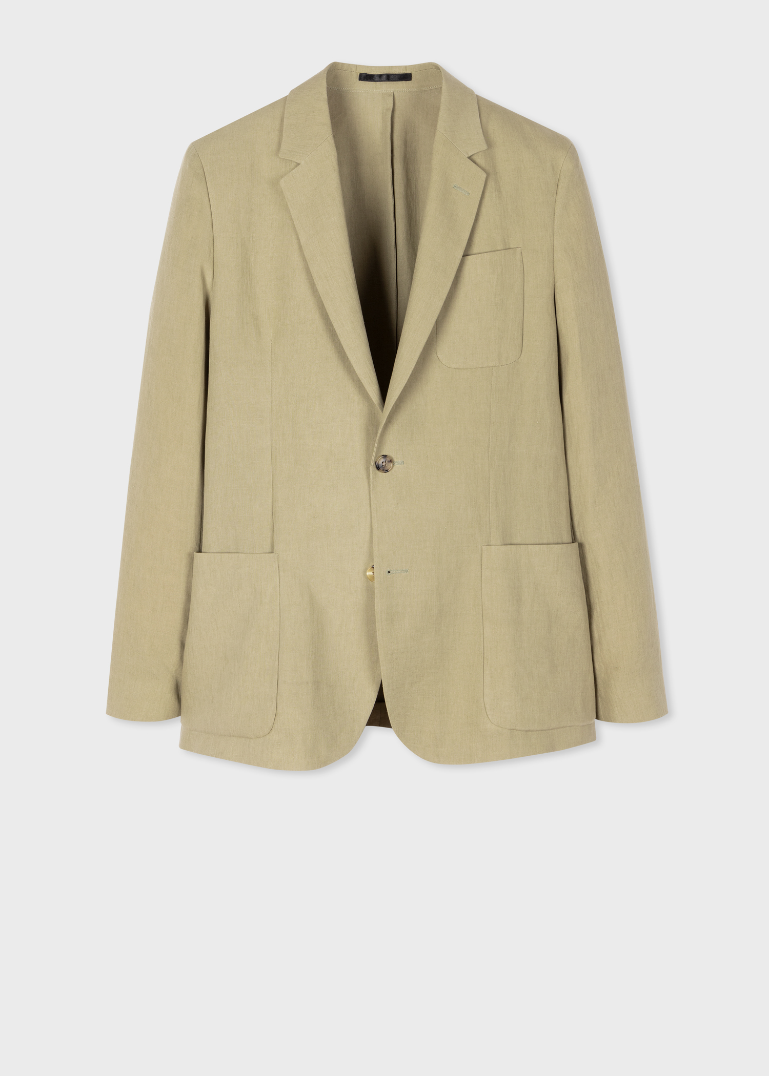 Men's Pale Khaki Linen Patch-Pocket Blazer