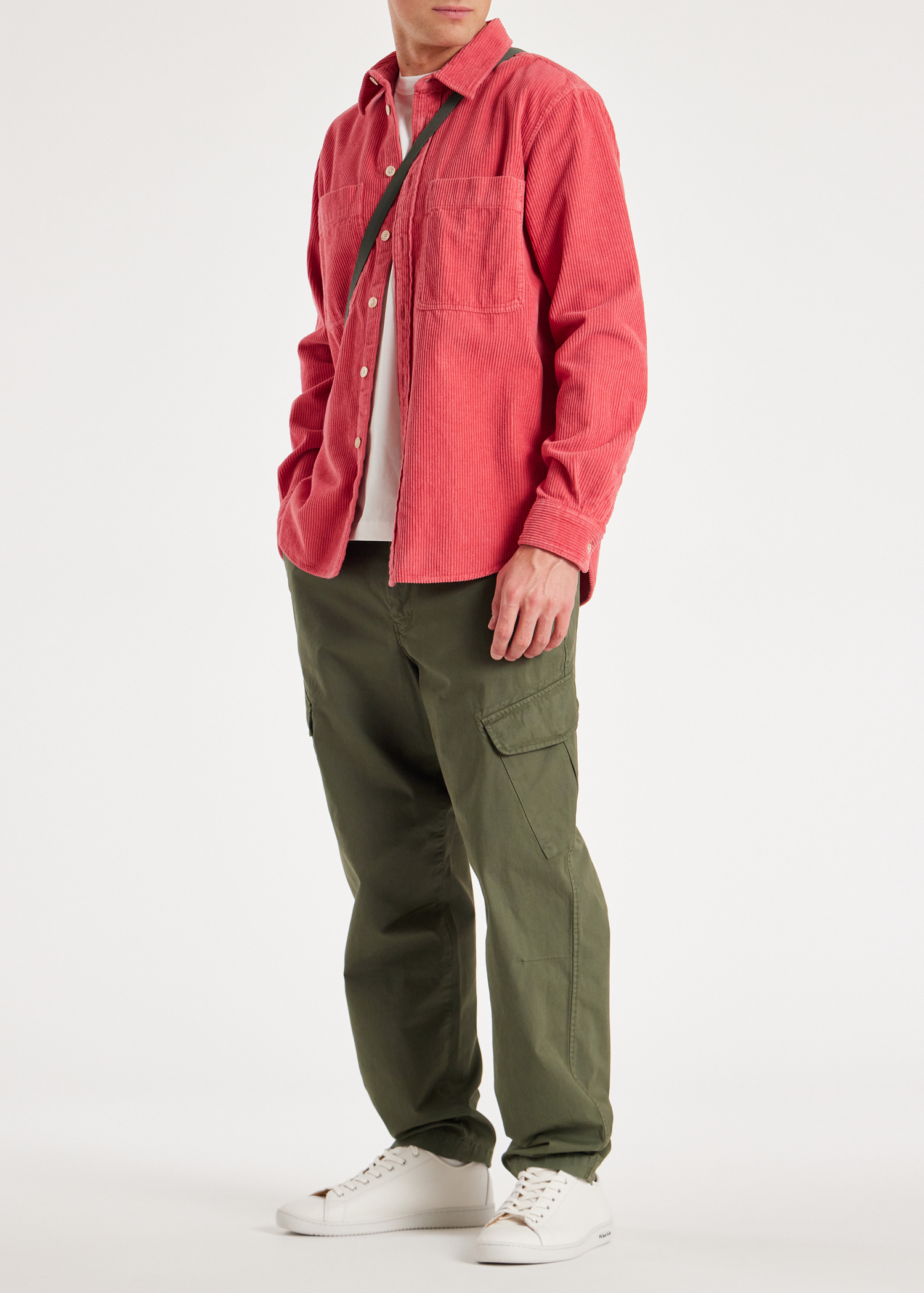 Men's Green Stretch-Cotton Twill Cargo Trousers
