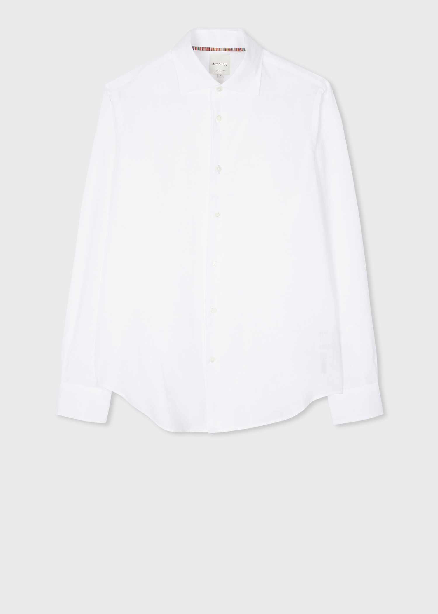 Men's Slim-Fit White Linen Shirt