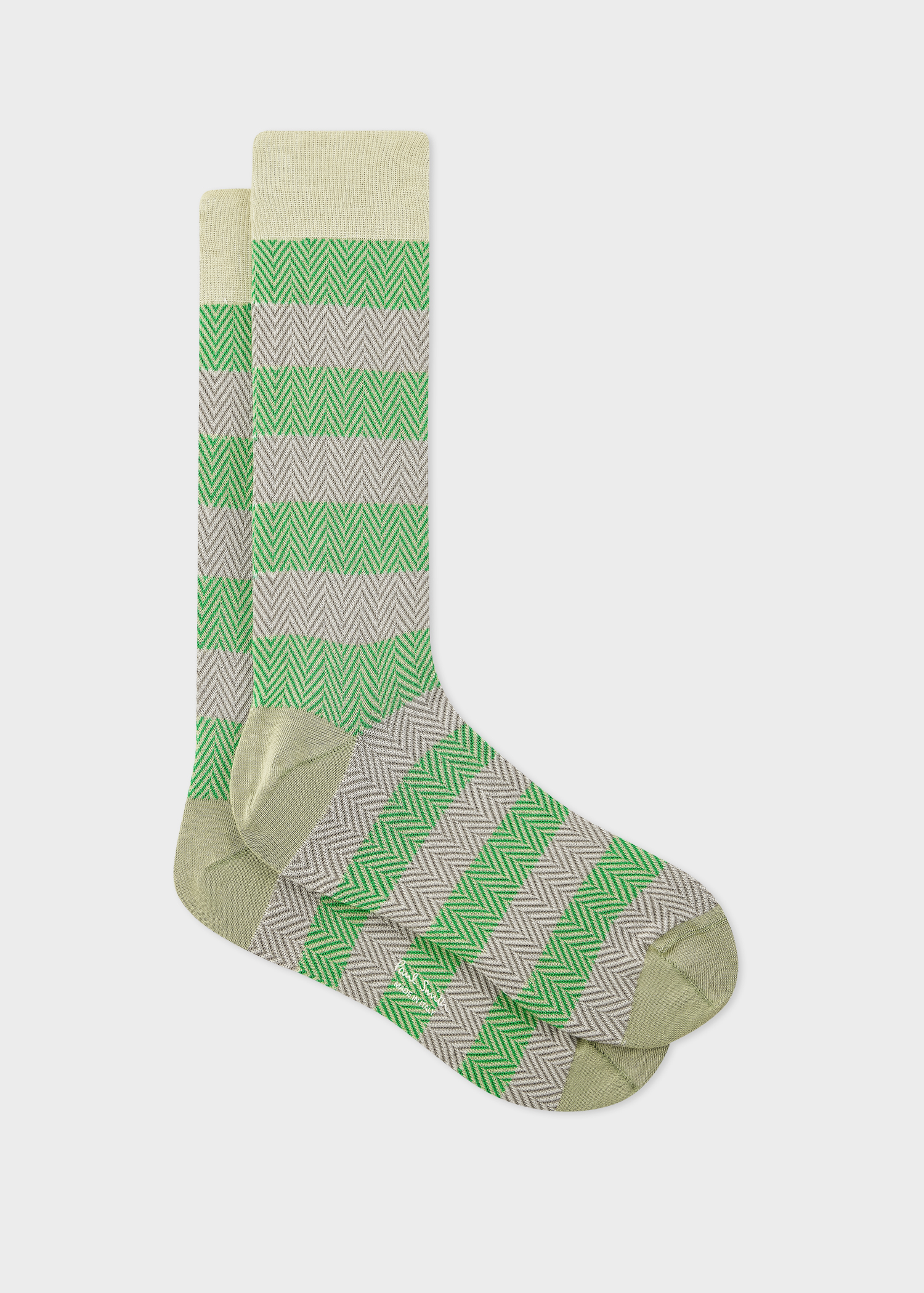 Men's Green Herringbone Stripe Socks