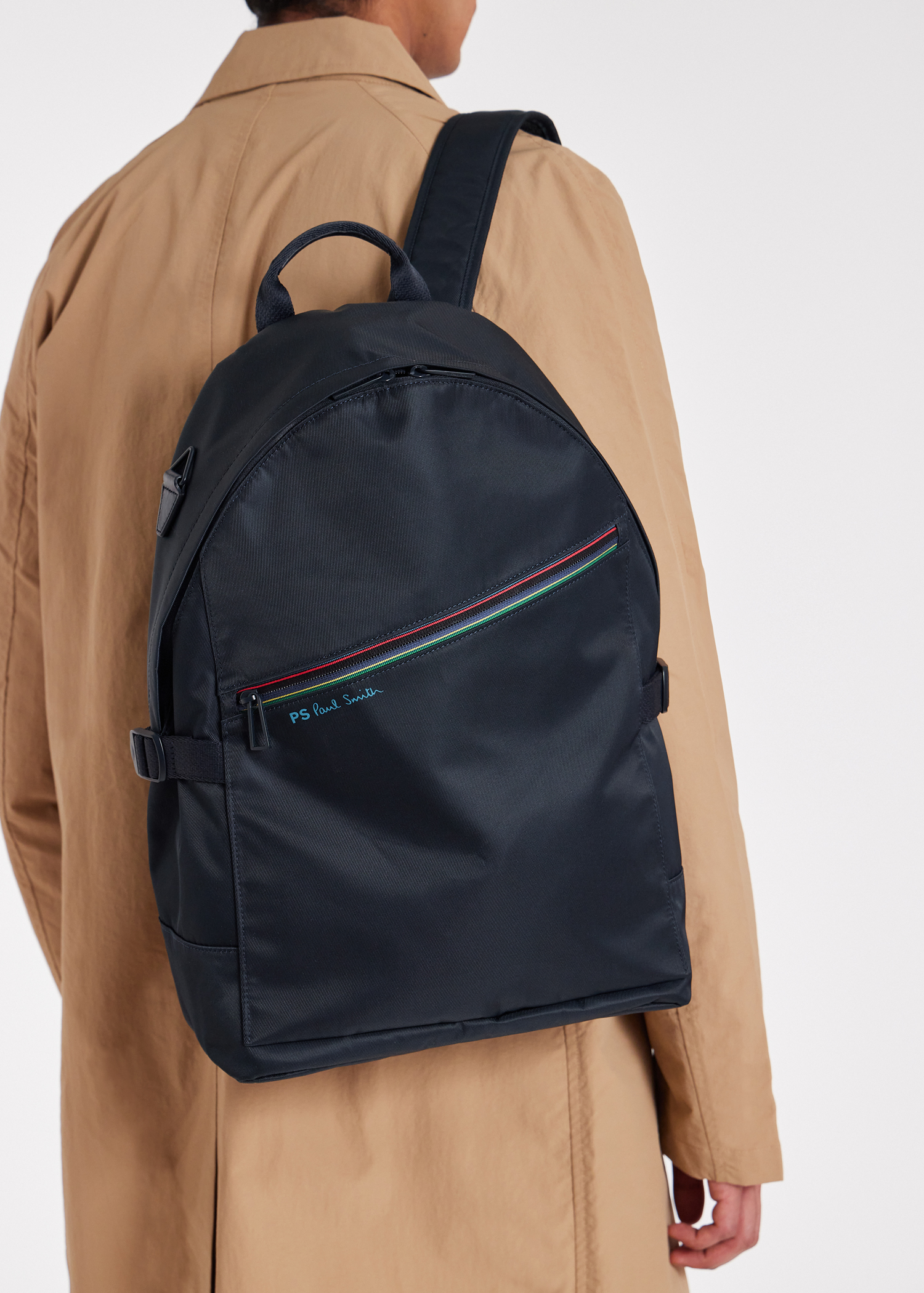 Navy 'Sports Stripe' Nylon Backpack