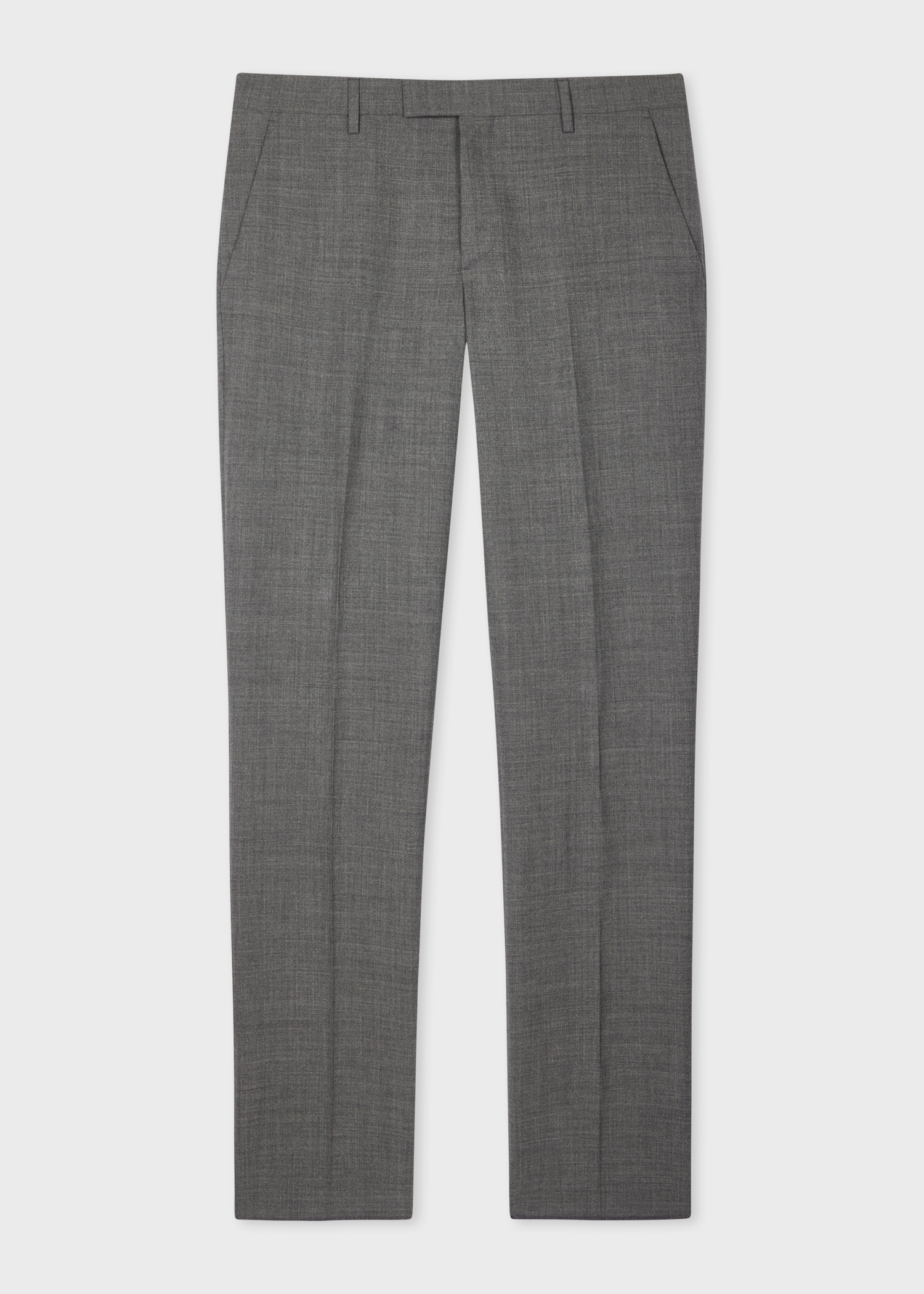 Men's Grey Fresco Wool Straight Leg Pants