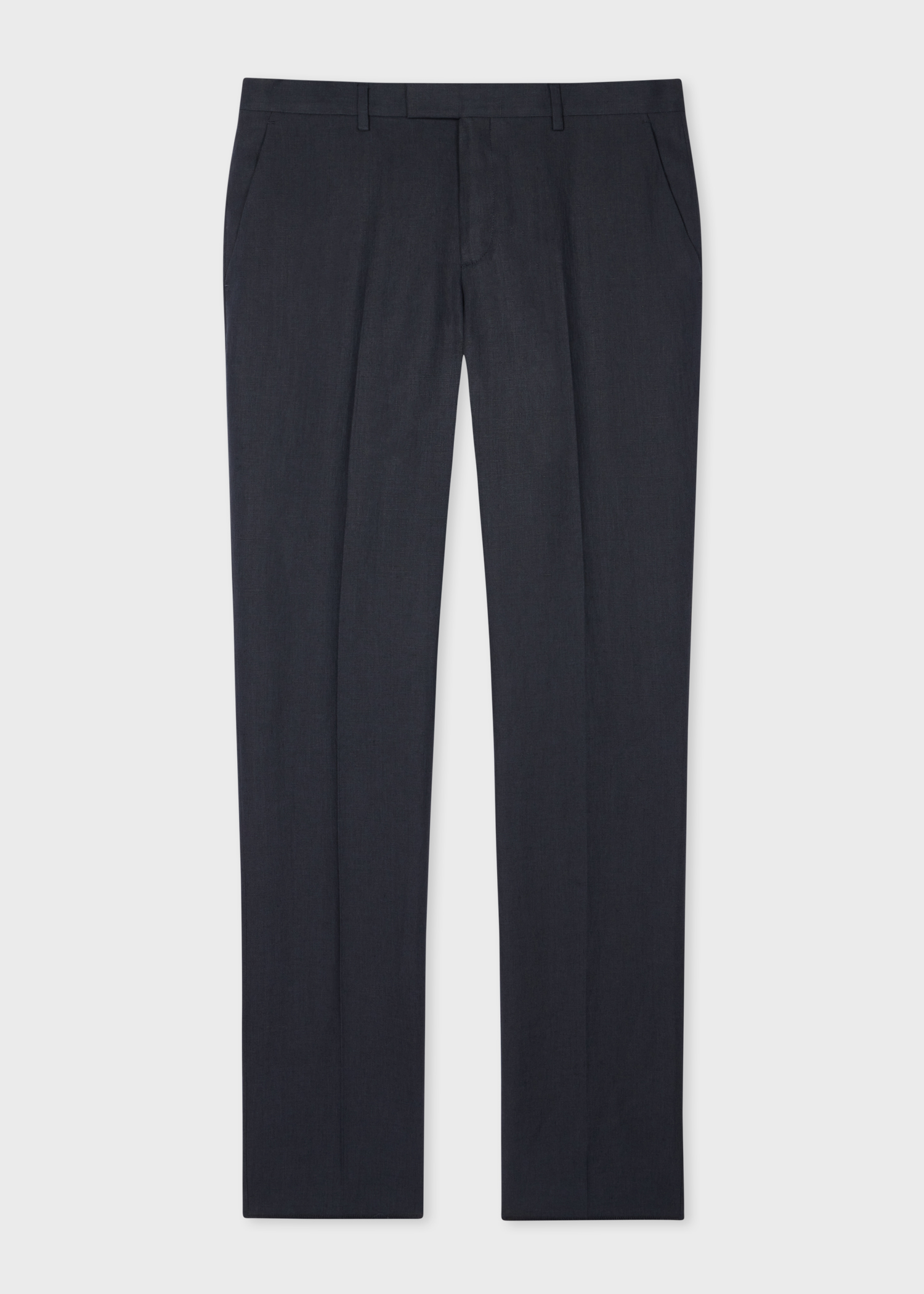 Men's Navy Linen Tapered-Fit Trousers