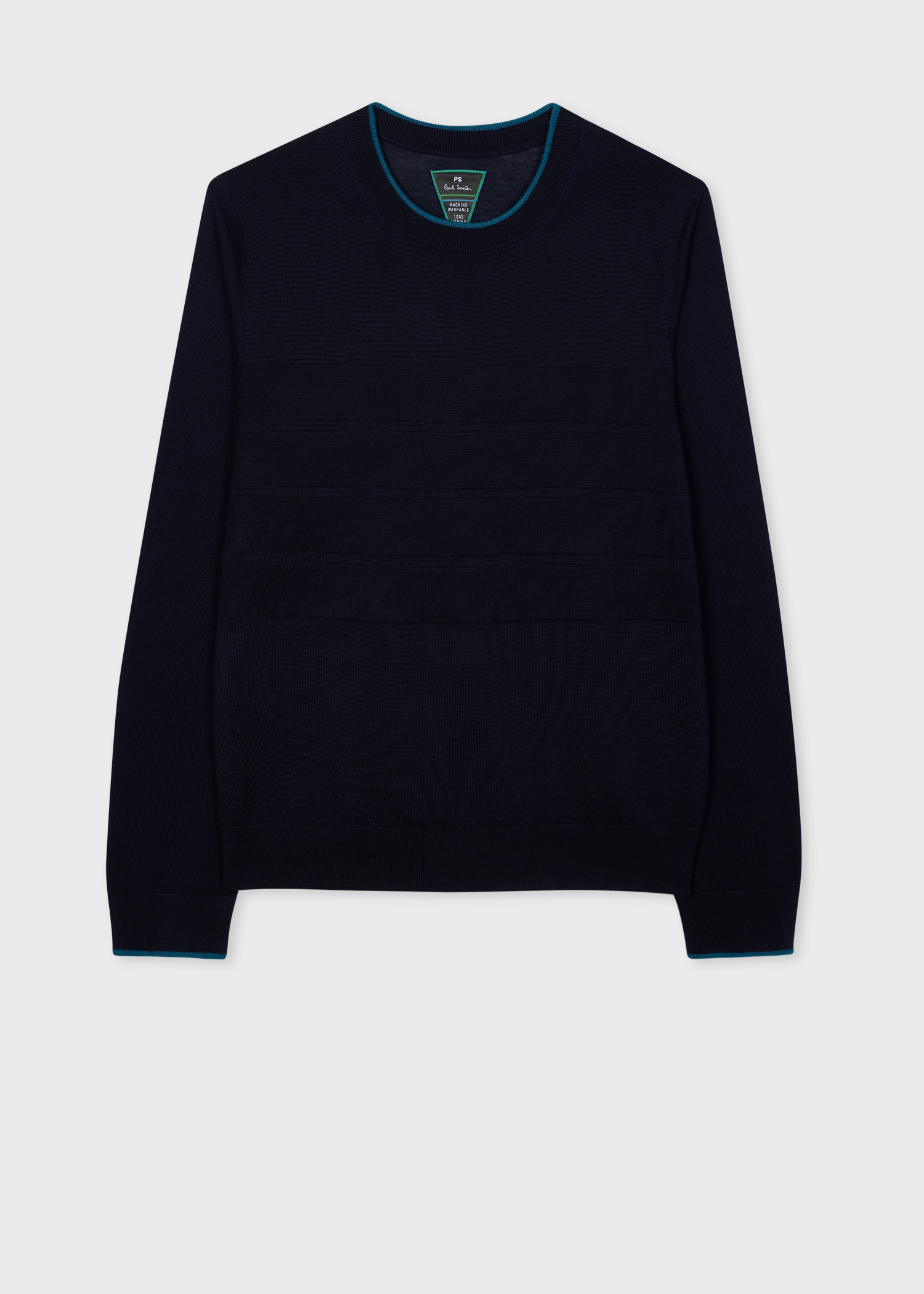 PS Paul Smith Navy Blue Merino Wool Contrast Crew Neck Sweater Paul ...