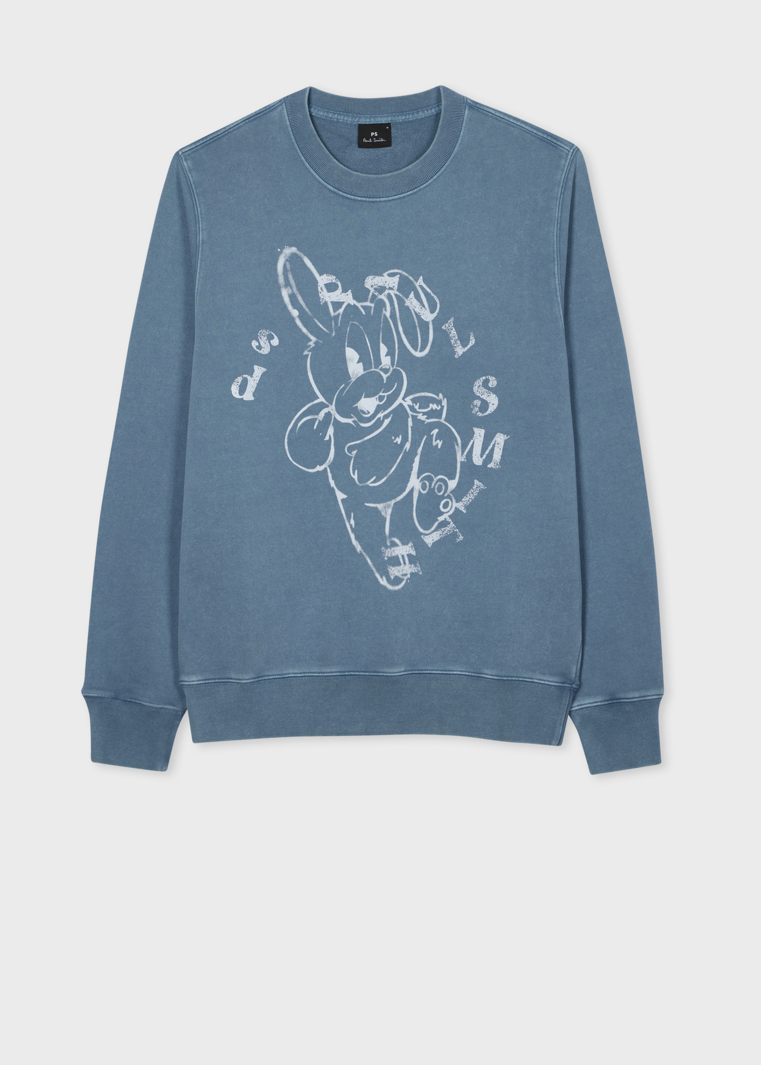 PS Paul Smith Men's Blue Acid Wash 'Bunny' Print Sweatshirt | King's Cross