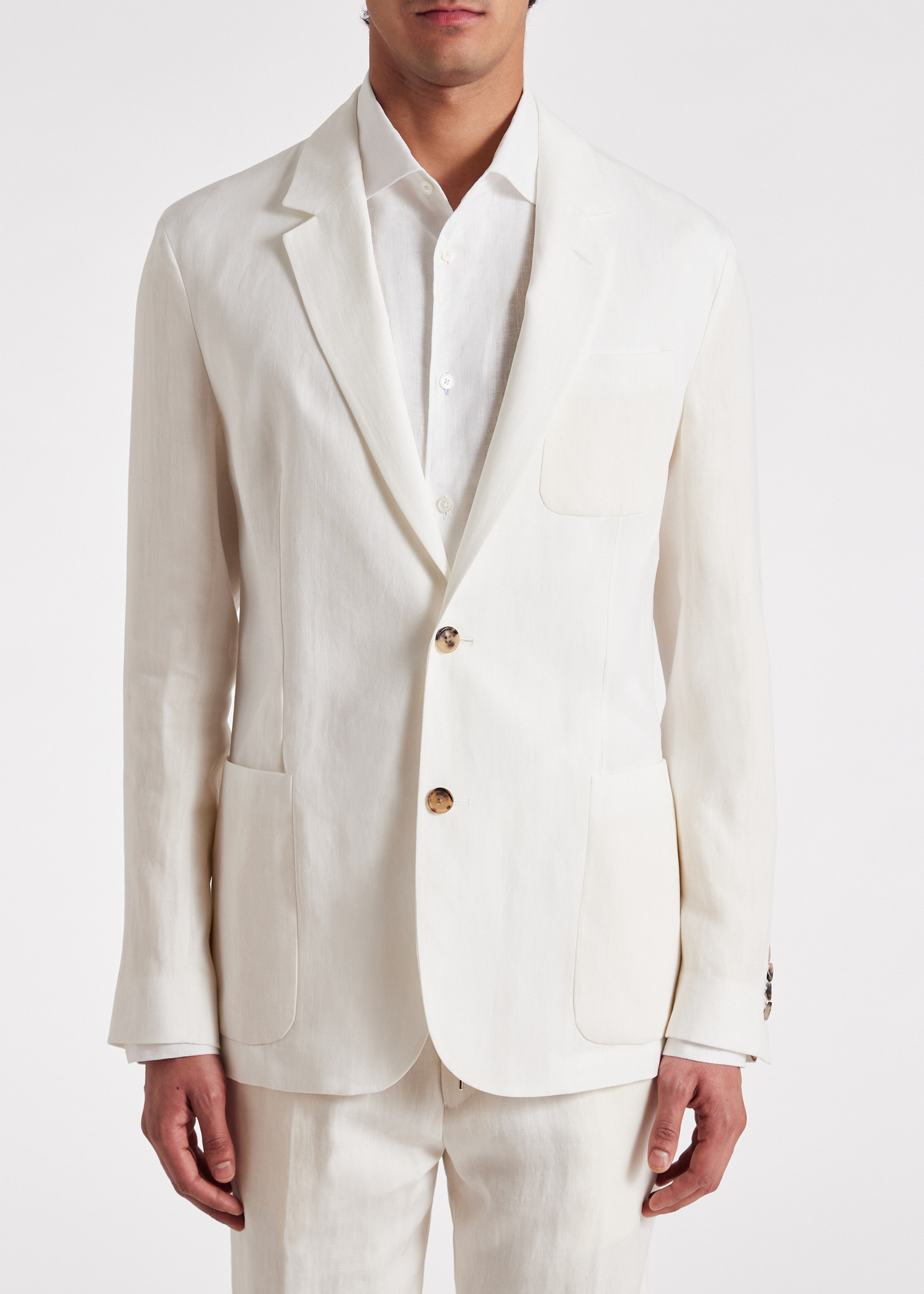 Paul Smith Men's Ecru Patch Pocket Linen Blazer King's Cross