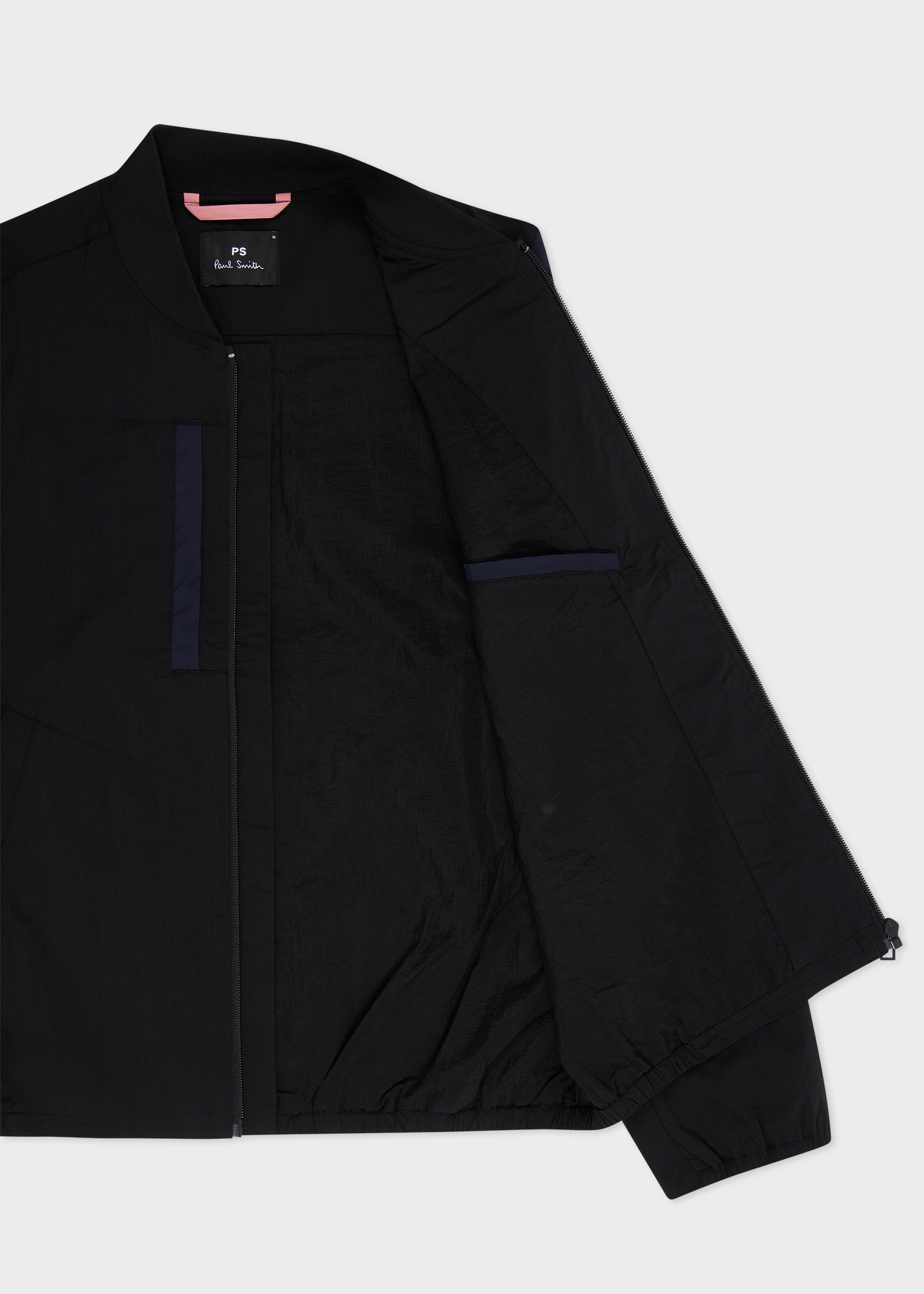 Men's Black Cotton-Nylon Bomber Jacket